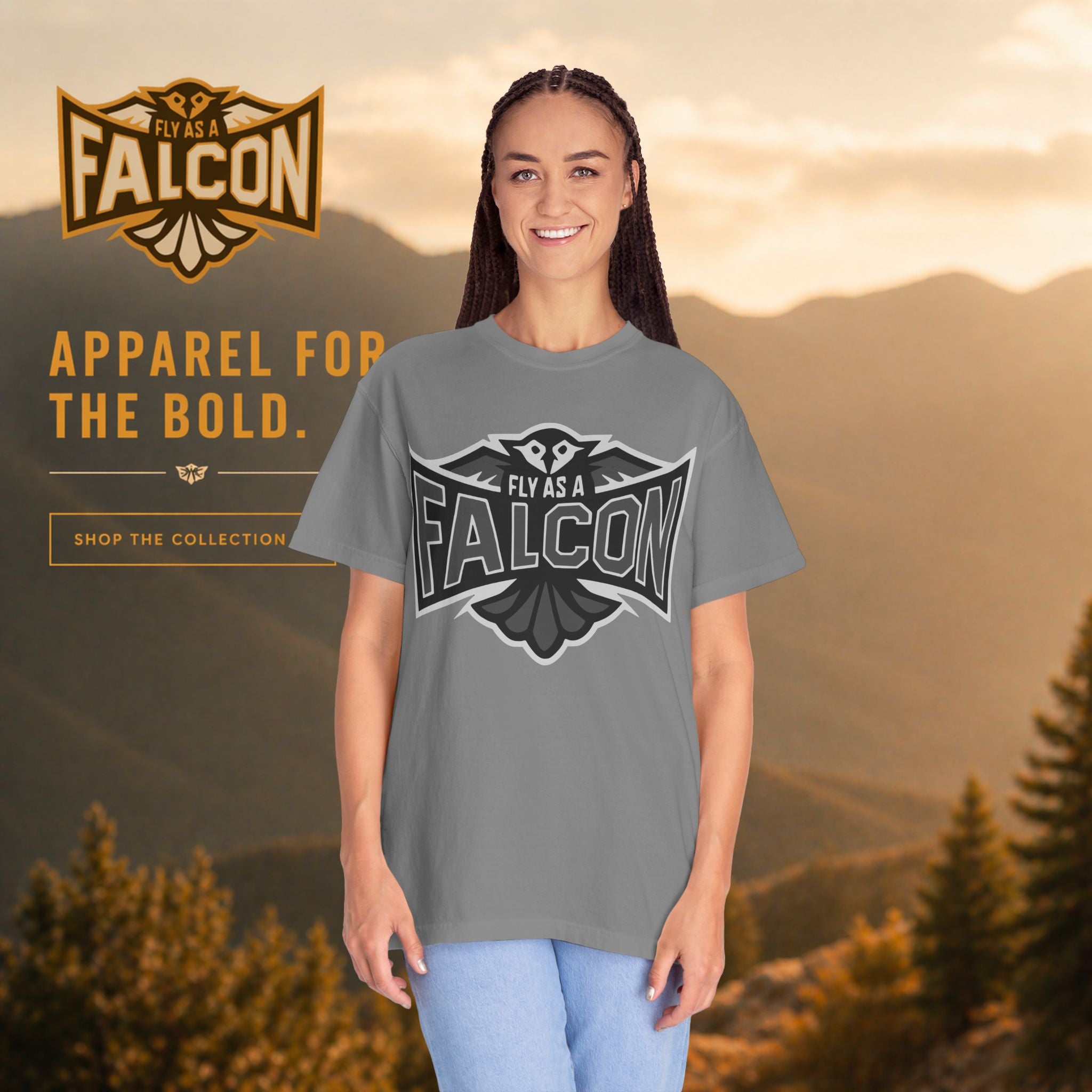 Fly As A Falcon T-Shirt  |  Granite