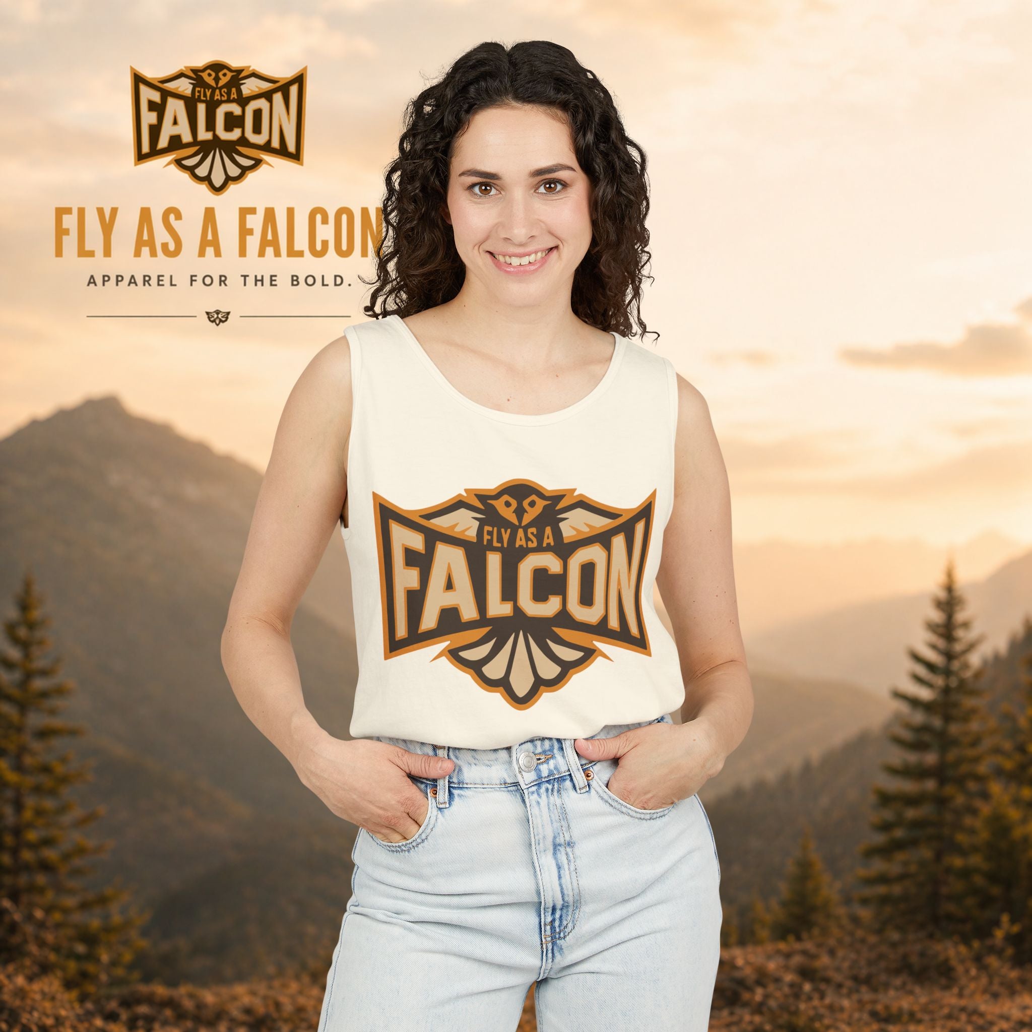 Fly As A Falcon Tank Top |  Sepia