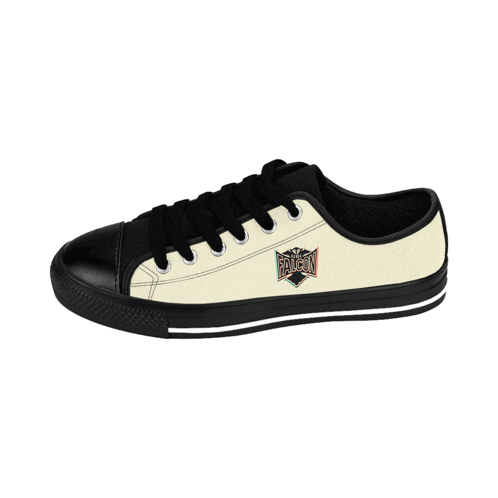 Fly As A Falcon Cream Canvas Low-Top Sneakers | Retro 3D