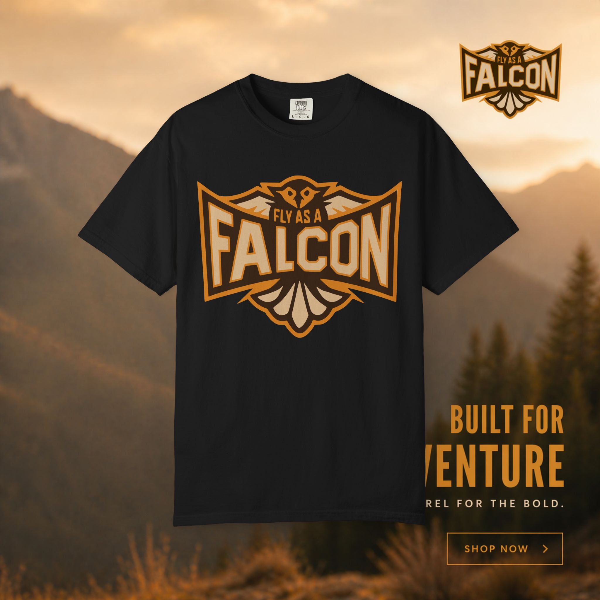 Fly As A Falcon T-Shirt | Sepia