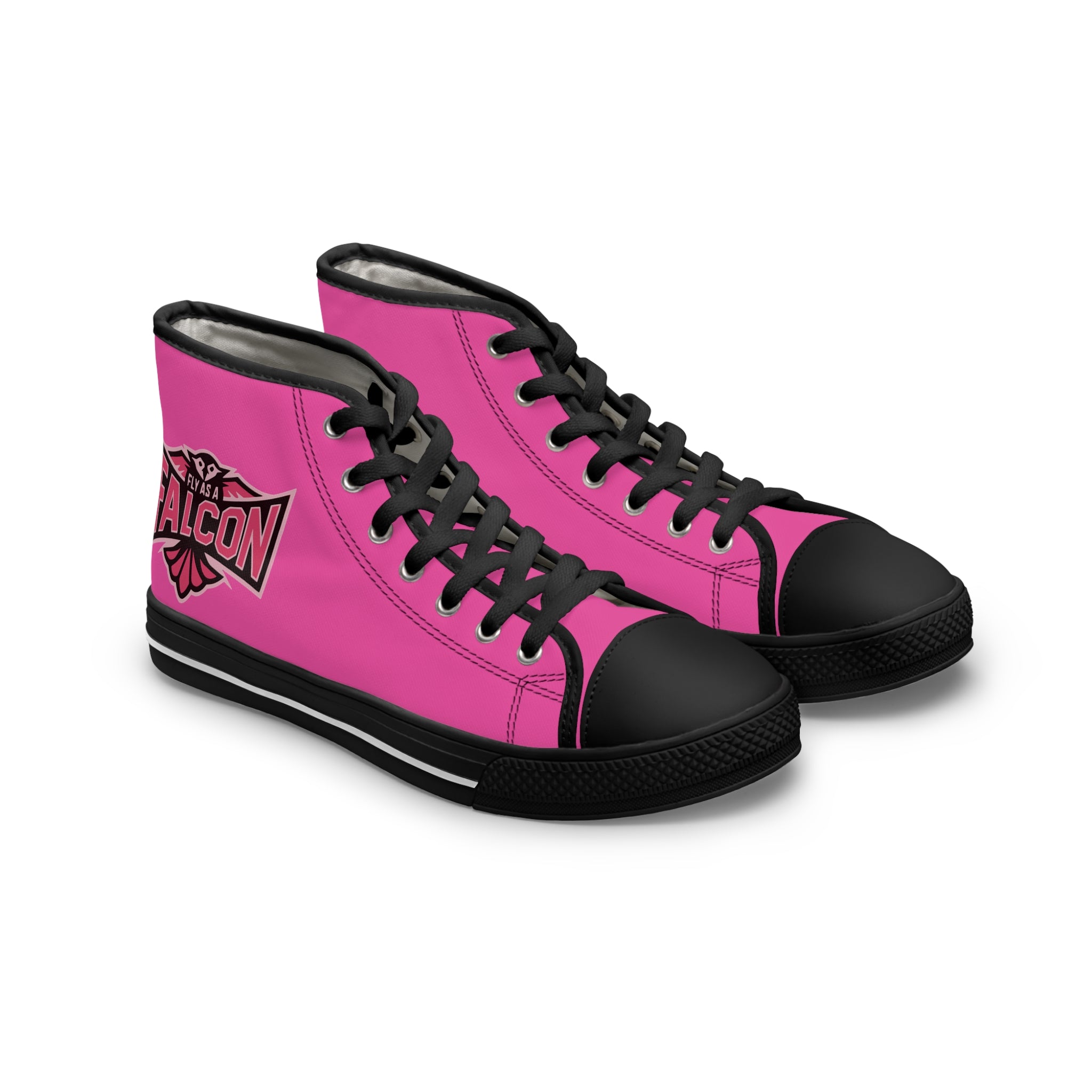 Fly As A Falcon Women’s High Top Sneakers | Wild Rose Pink Athletic Fashion Shoes