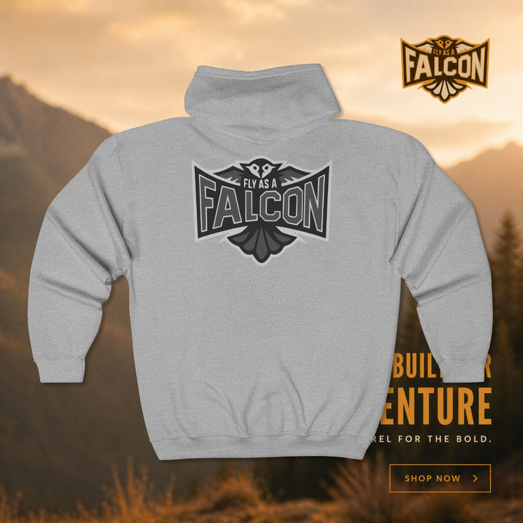 Fly As A Falcon Athletic Full-Zip Hoodie | Granite