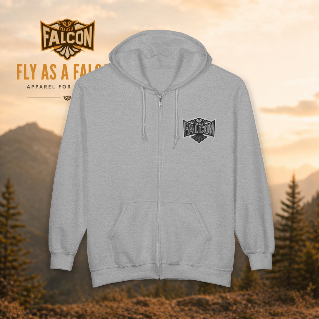 Fly As A Falcon Athletic Full-Zip Hoodie | Granite