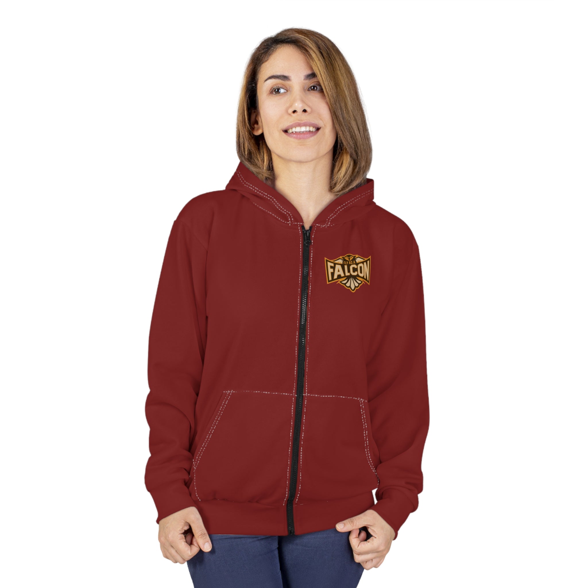 Fly As A Falcon Zip Hoodie | Sepia