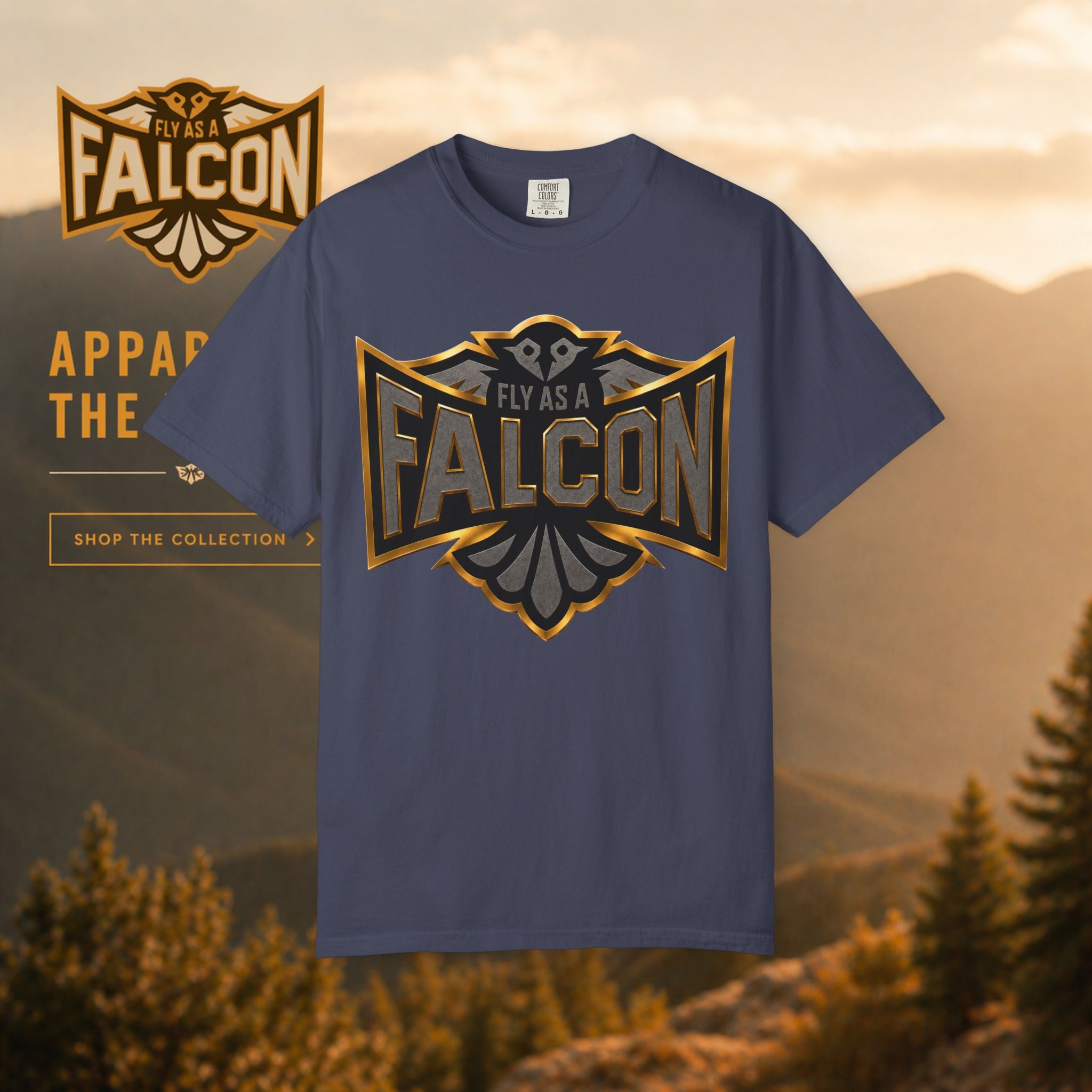 Fly As A Falcon Graphic T-Shirt | Black & Gold Collection 02