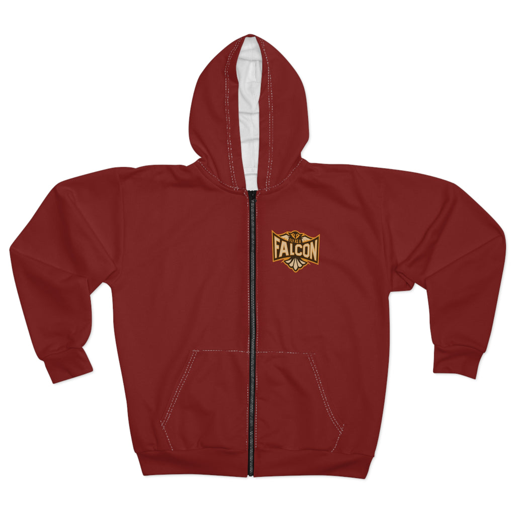 Fly As A Falcon Zip Hoodie | Sepia