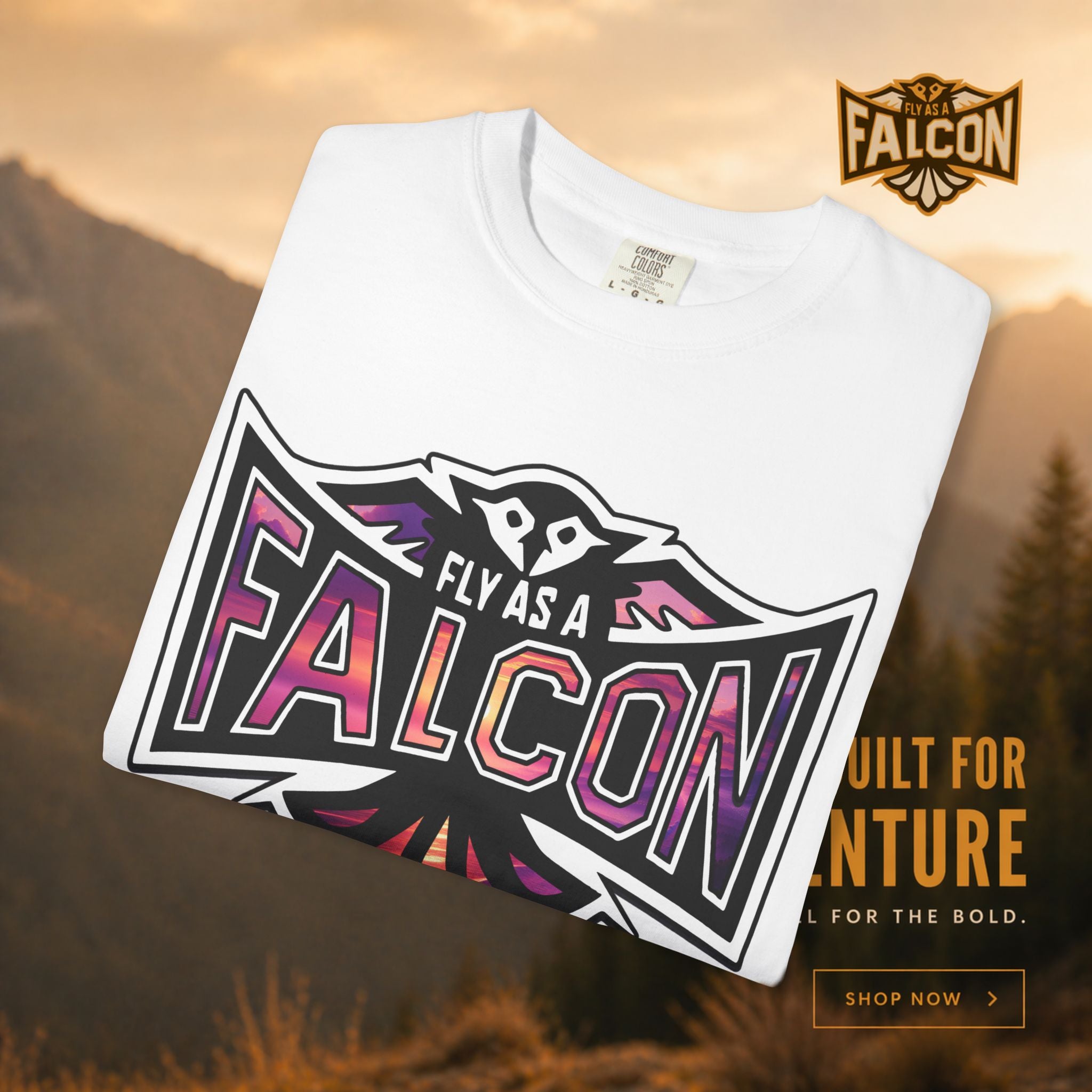 Fly As A Falcon Athletic Logo T-Shirt | Ocean Set
