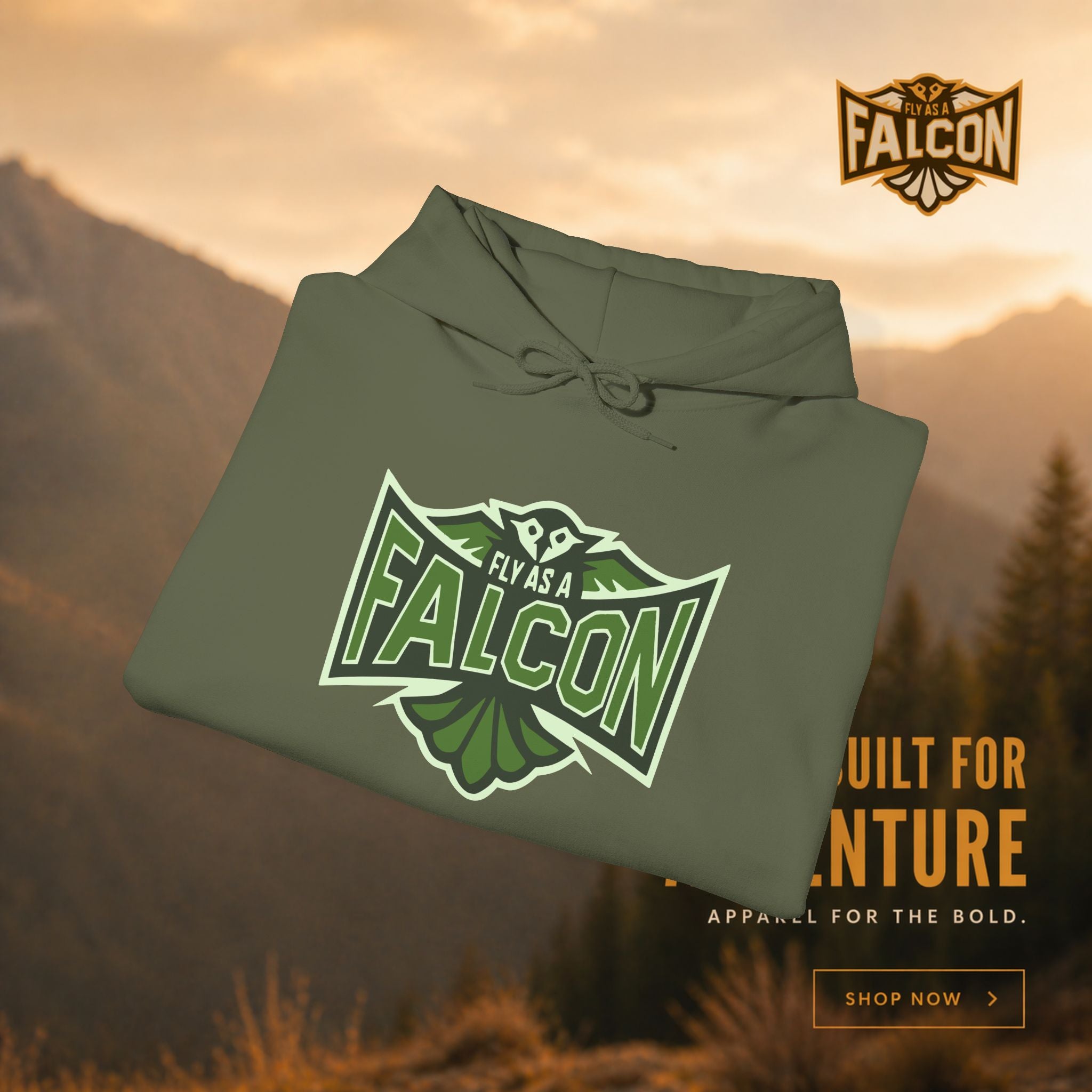 Fly As A Falcon Athletic Hoodie | Forest Ash