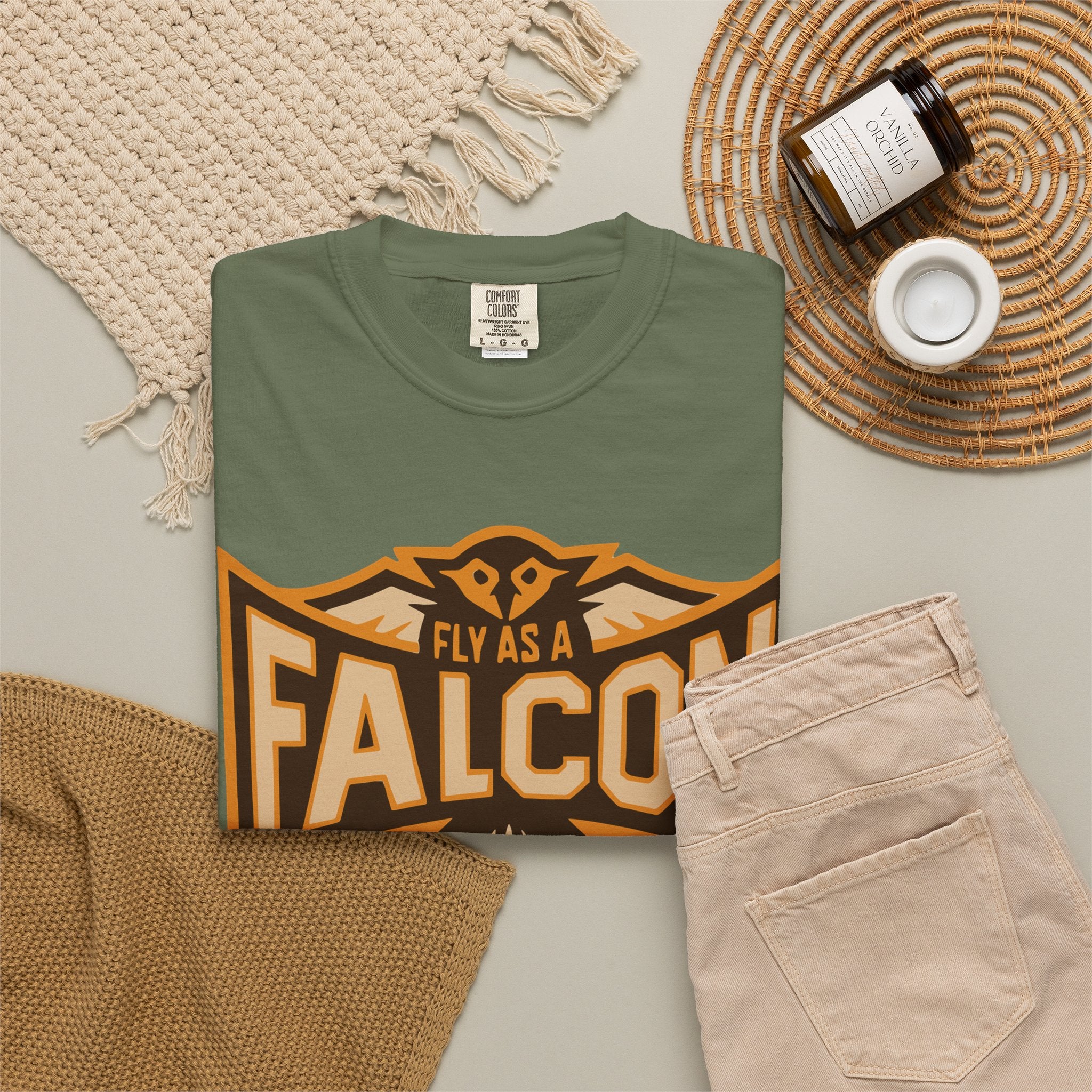 Fly As A Falcon T-Shirt | Sepia