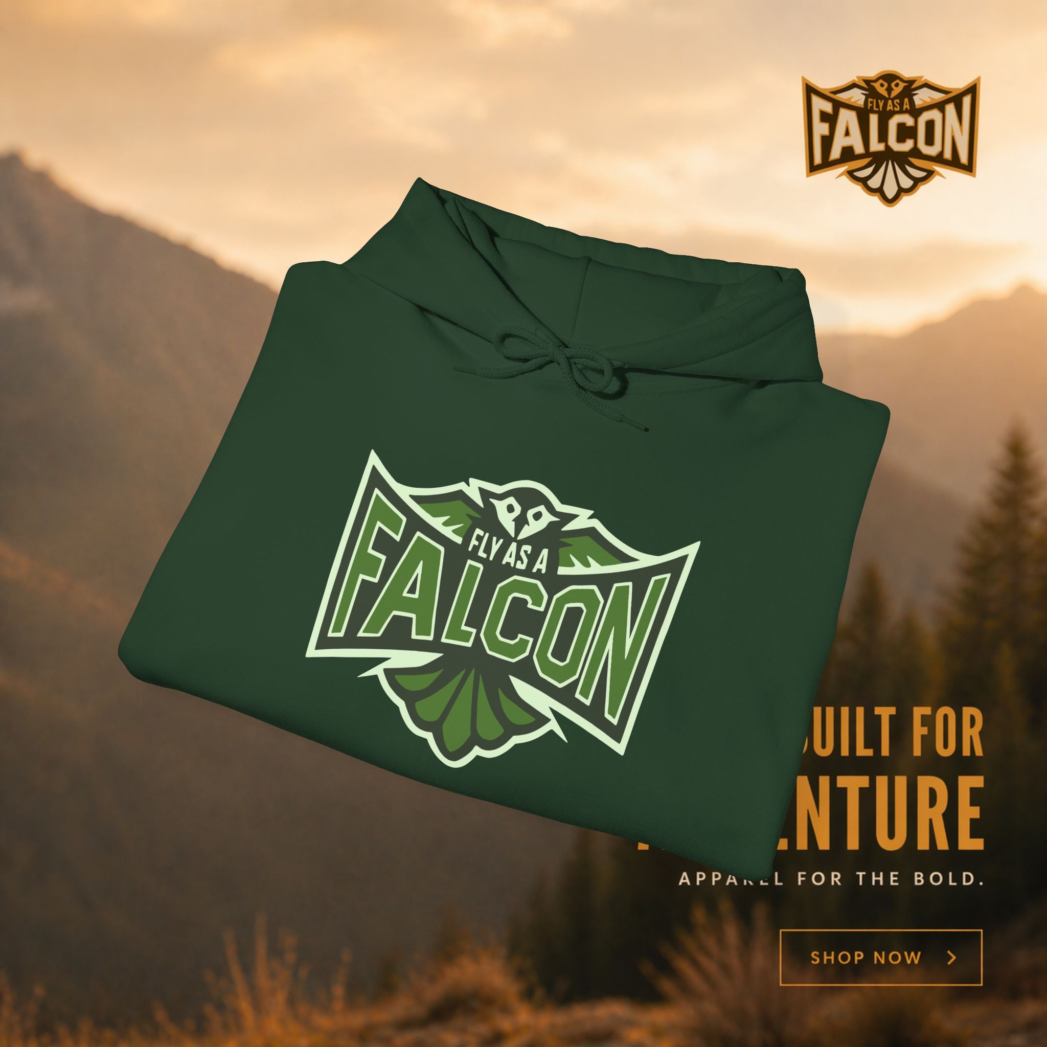 Fly As A Falcon Athletic Hoodie | Forest Ash