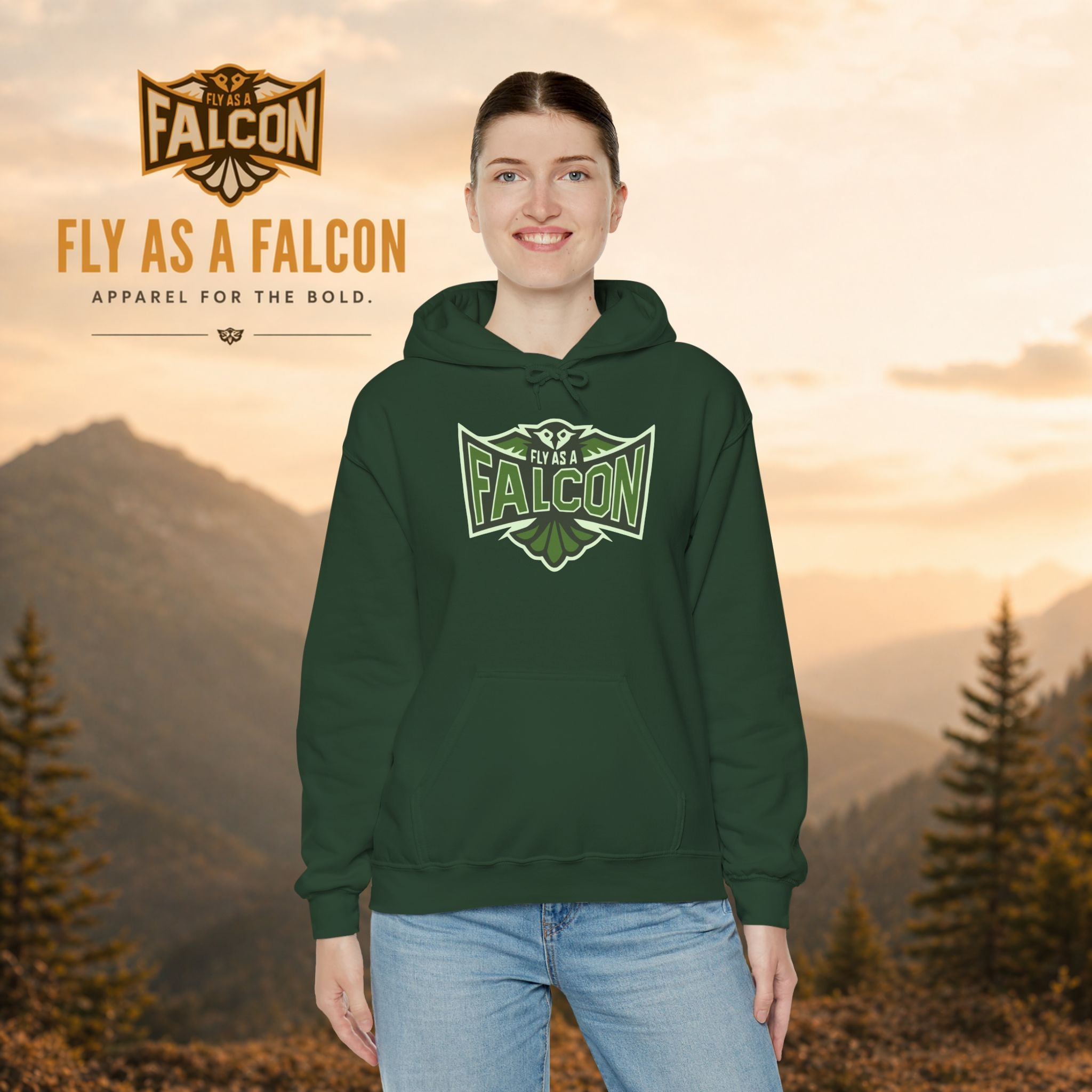 Fly As A Falcon Athletic Hoodie | Forest Ash