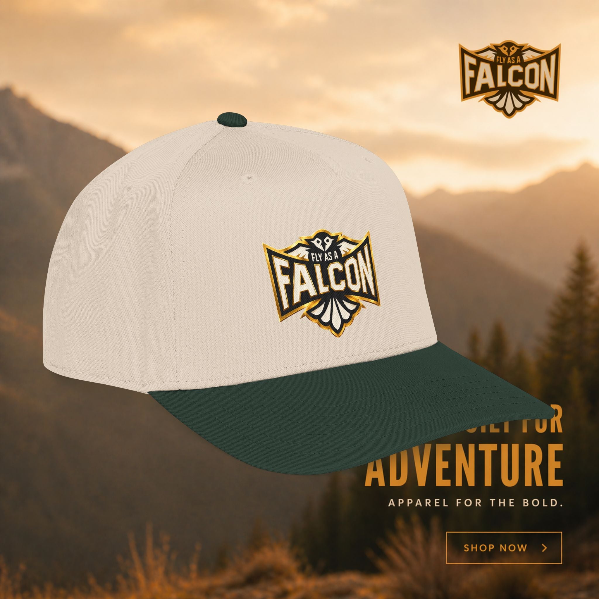 Fly As A Falcon Mid Profile Baseball Cap | Black & Gold Collection 01