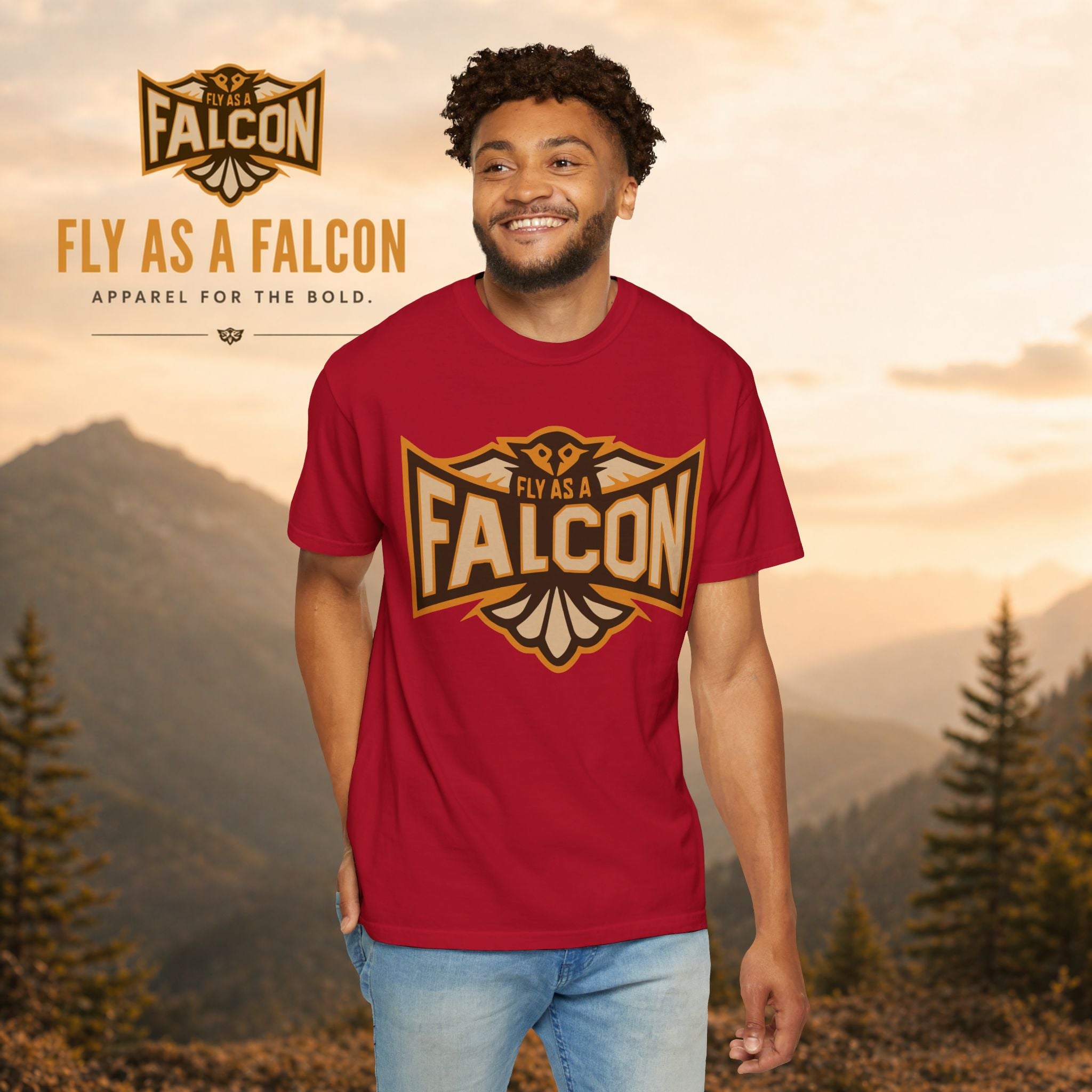Fly As A Falcon T-Shirt | Sepia
