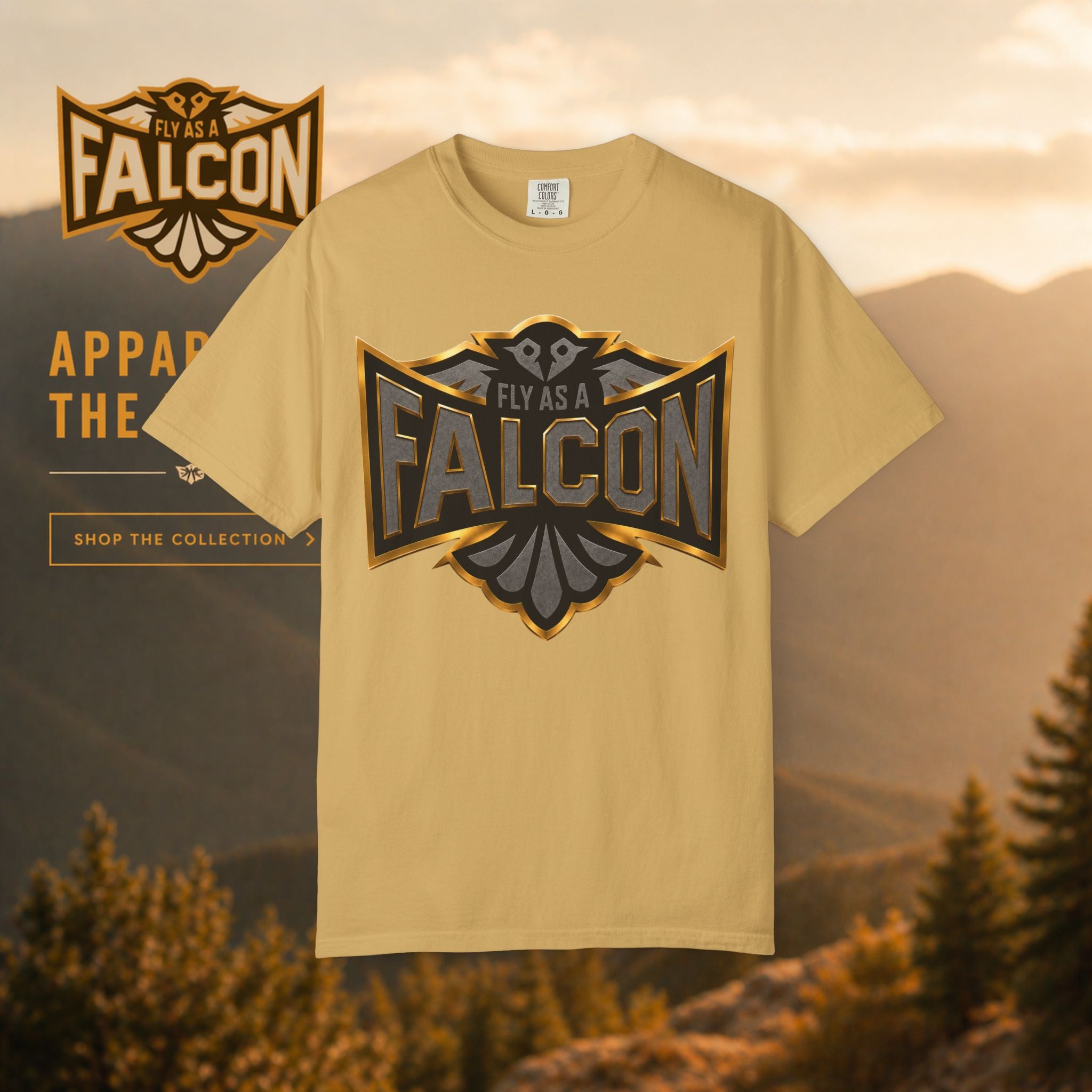 Fly As A Falcon Graphic T-Shirt | Black & Gold Collection 02