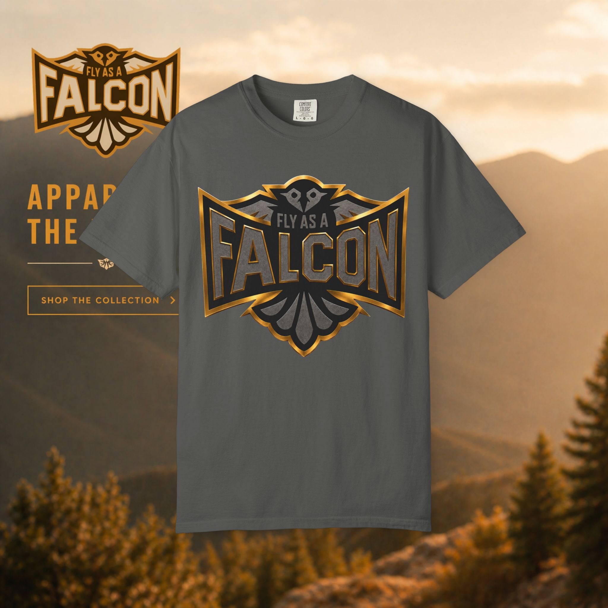 Fly As A Falcon Graphic T-Shirt | Black & Gold Collection 02