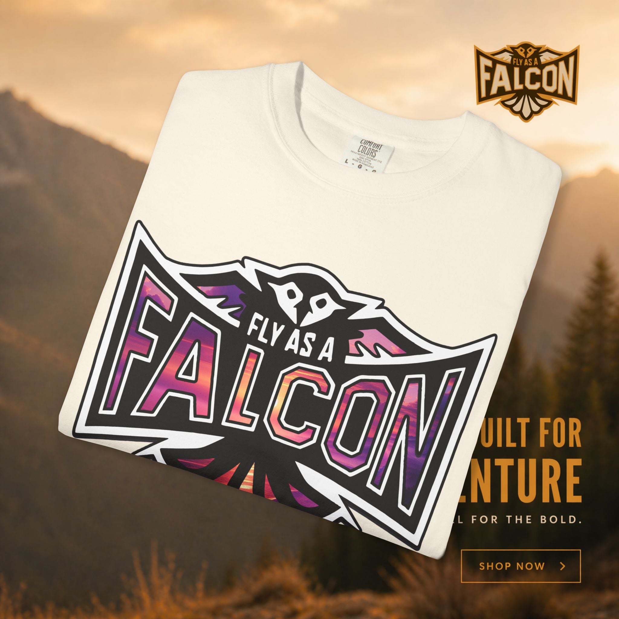 Fly As A Falcon Athletic Logo T-Shirt | Ocean Set