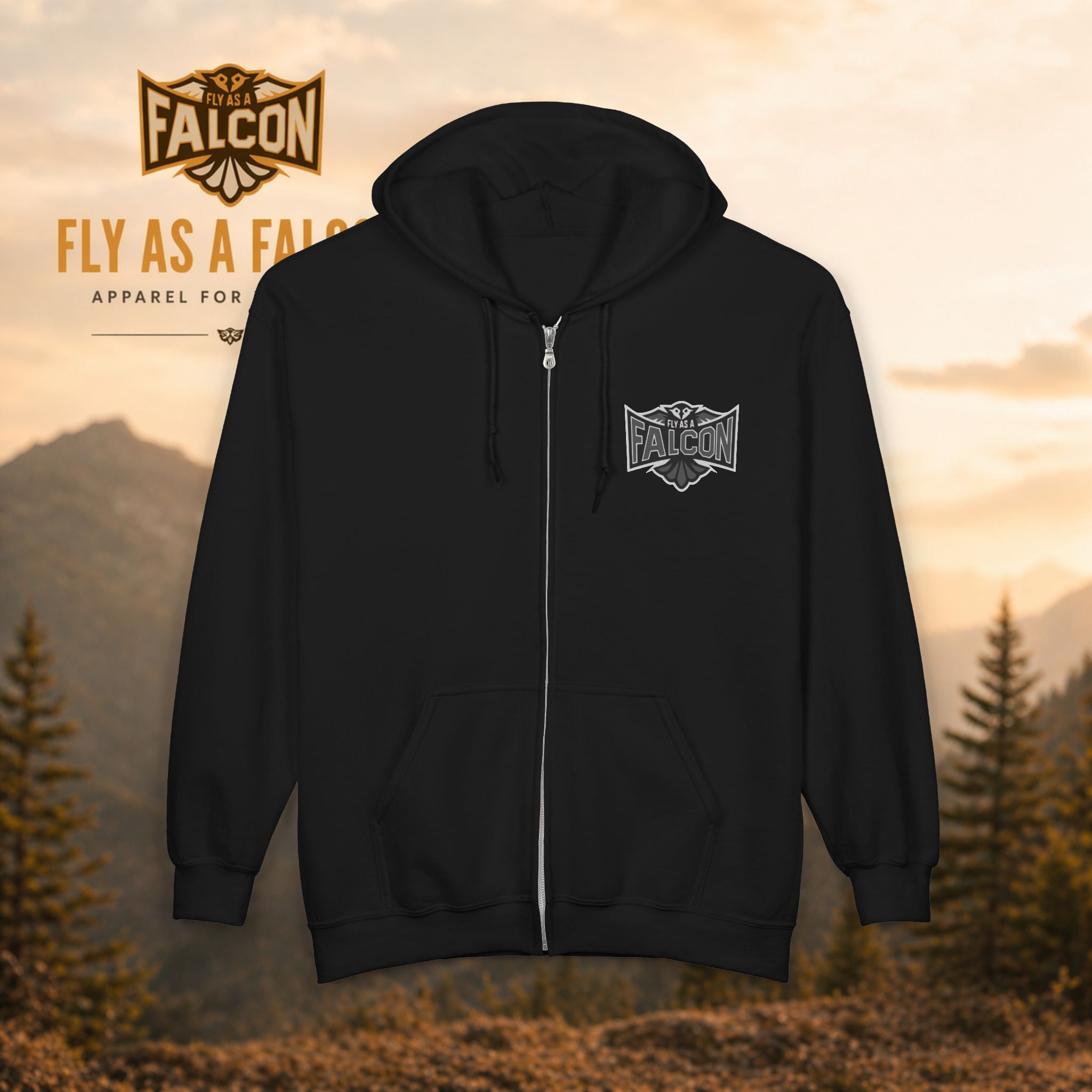 Fly As A Falcon Athletic Full-Zip Hoodie | Granite