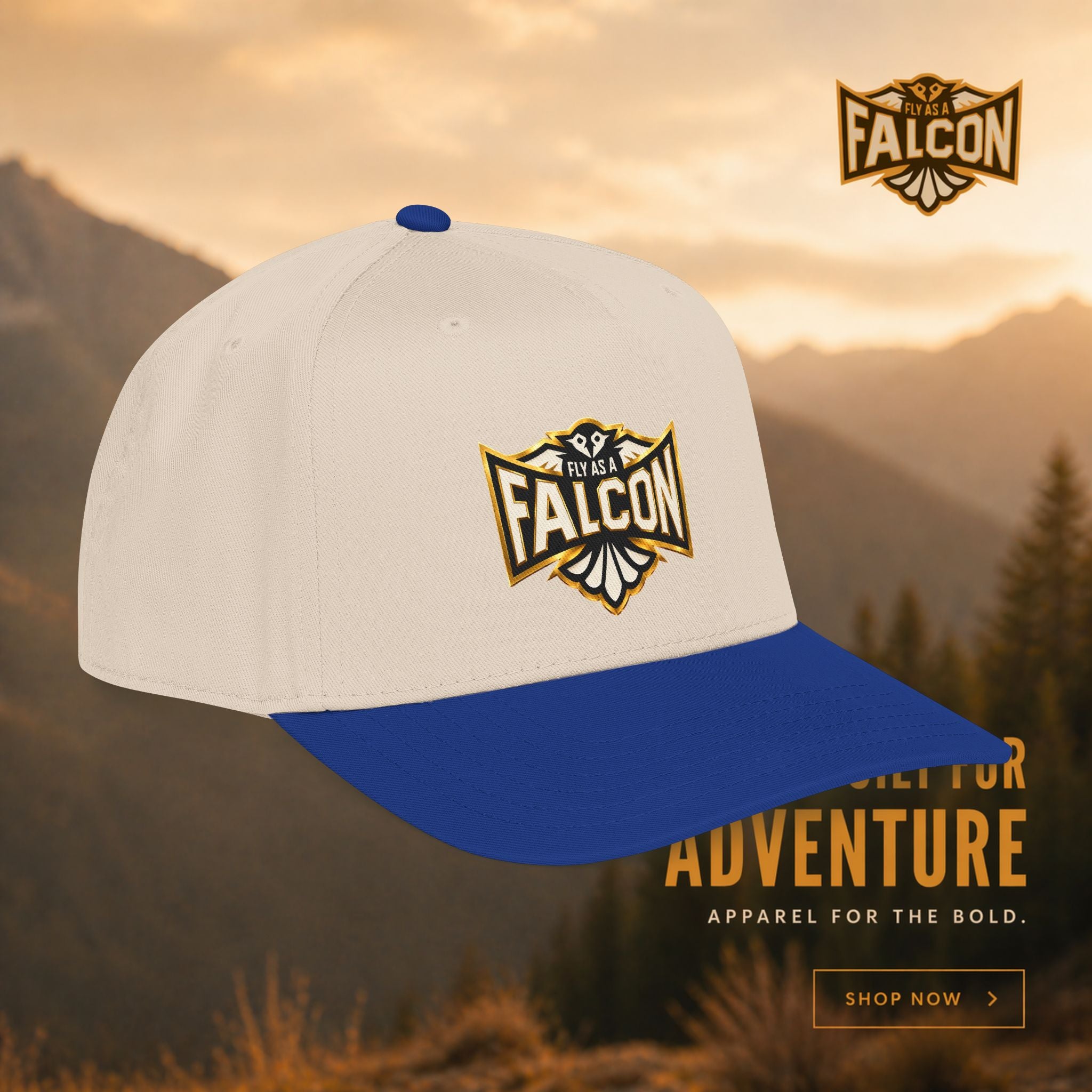 Fly As A Falcon Mid Profile Baseball Cap | Black & Gold Collection 01