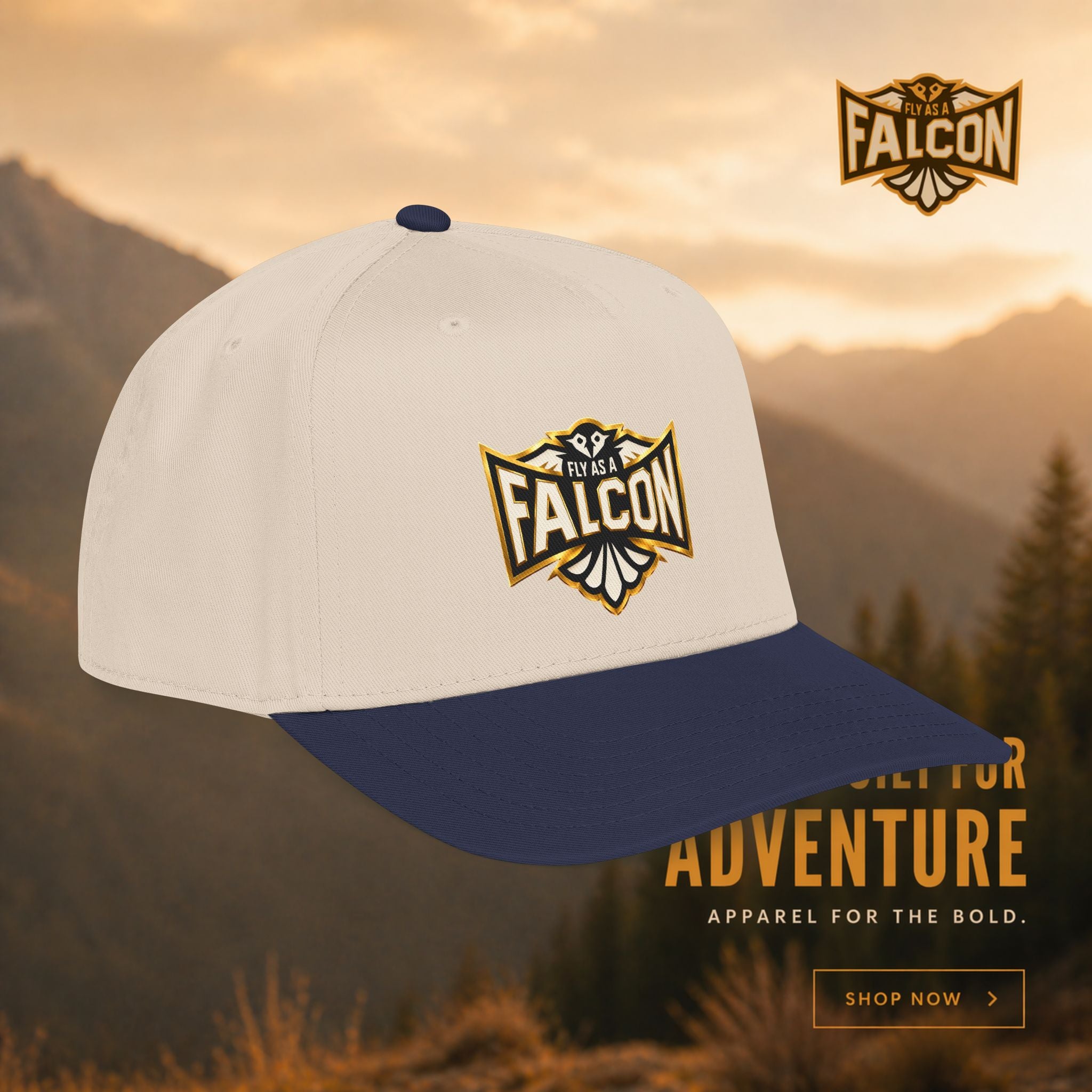 Fly As A Falcon Mid Profile Baseball Cap | Black & Gold Collection 01
