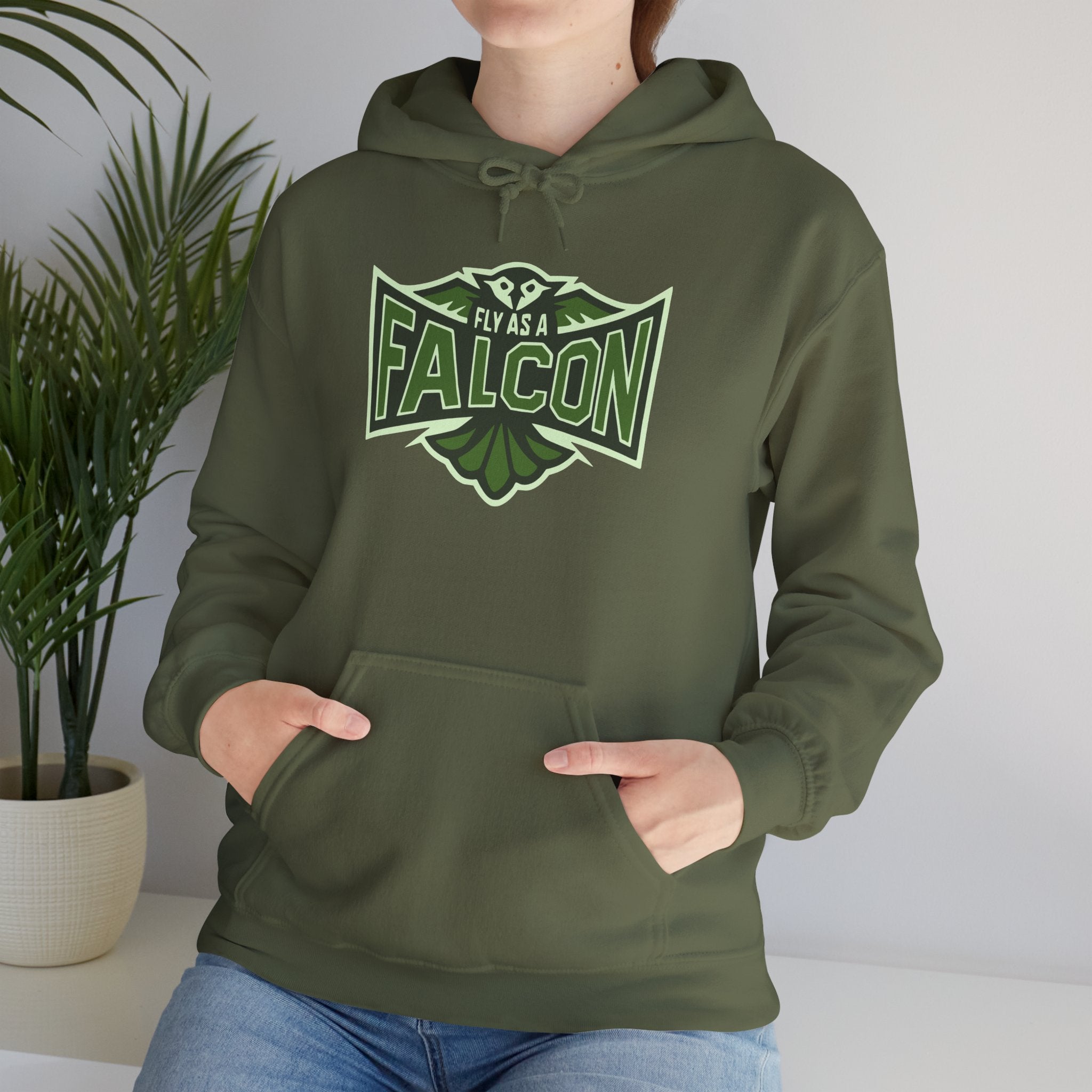 Fly As A Falcon Athletic Hoodie | Forest Ash