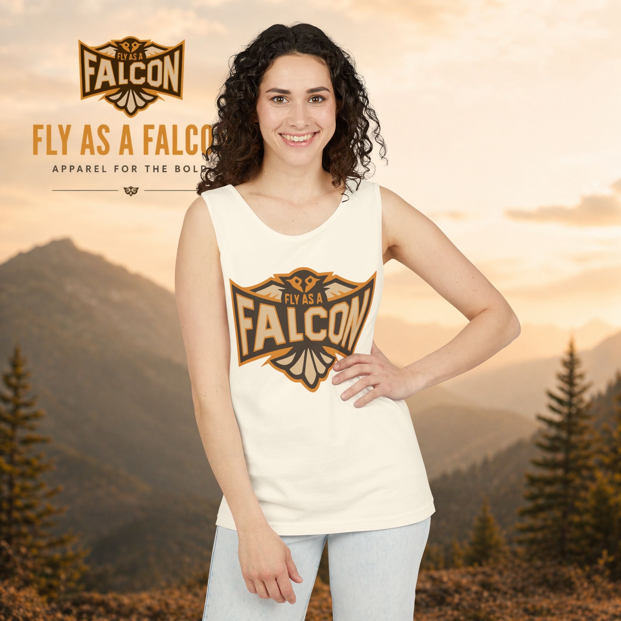 Fly As A Falcon Tank Top |  Sepia