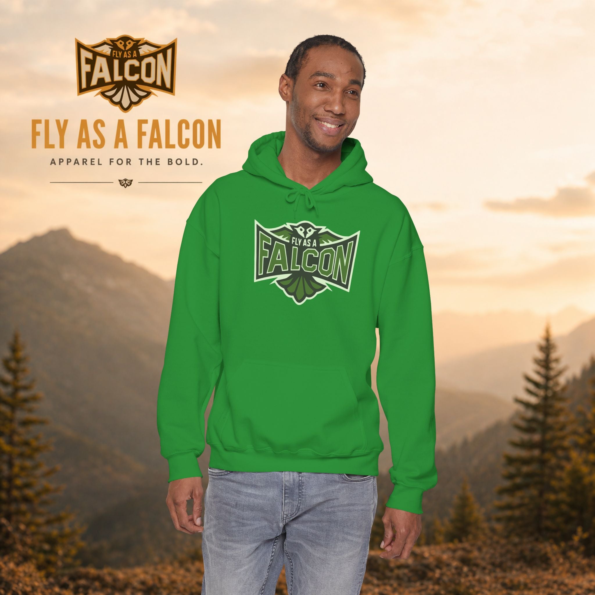 Fly As A Falcon Athletic Hoodie | Forest Ash