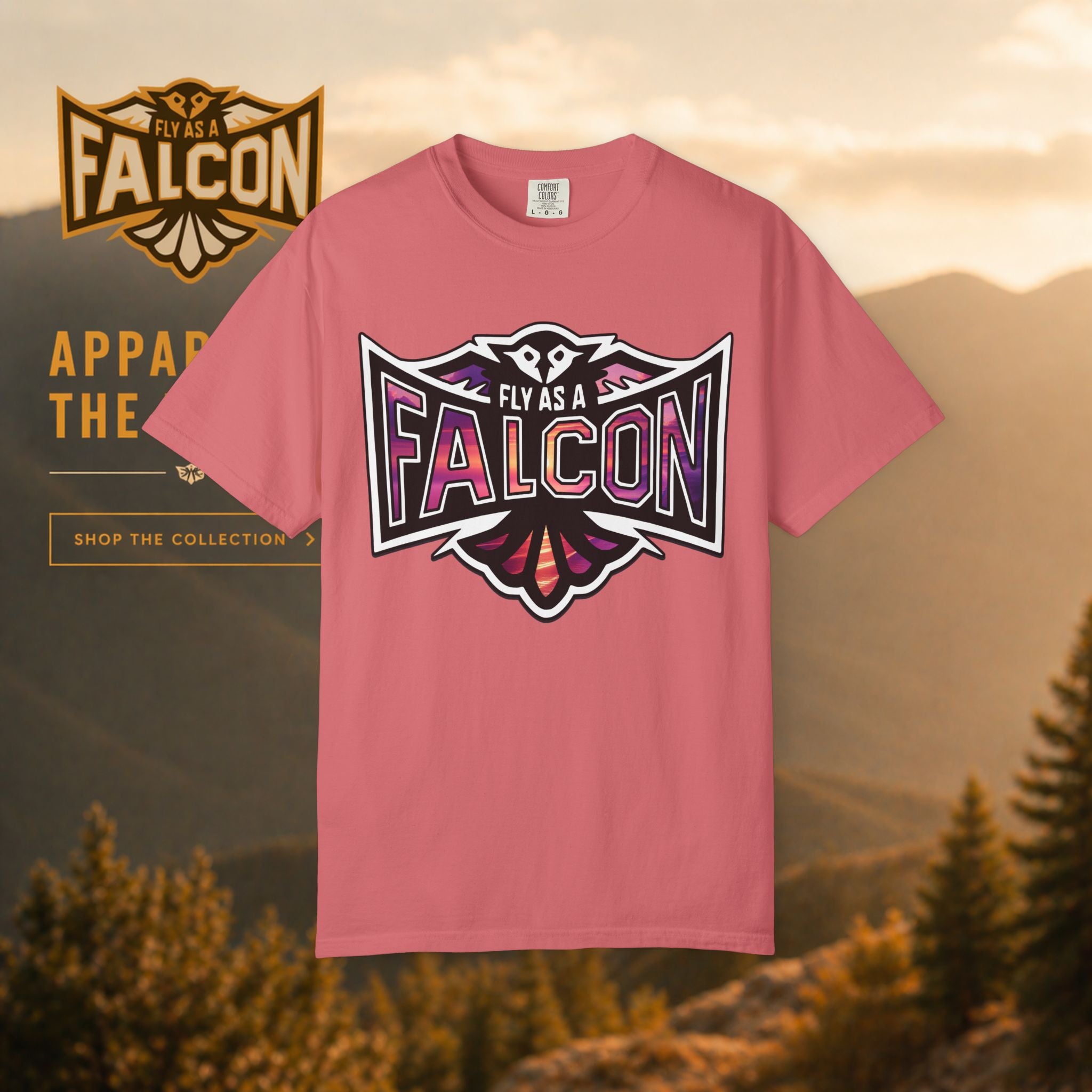 Fly As A Falcon Athletic Logo T-Shirt | Ocean Set