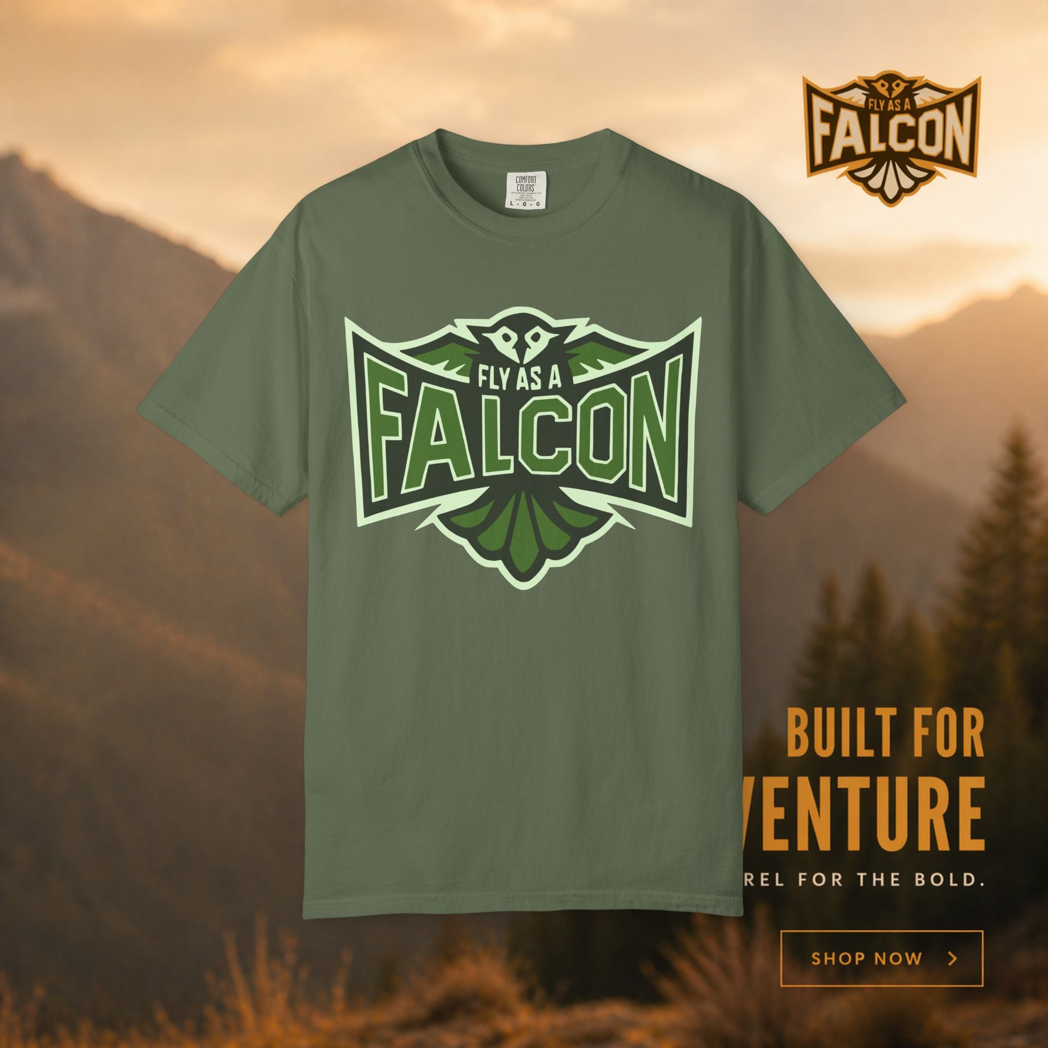 Fly As A Falcon T-Shirt | Forest Ash Retro