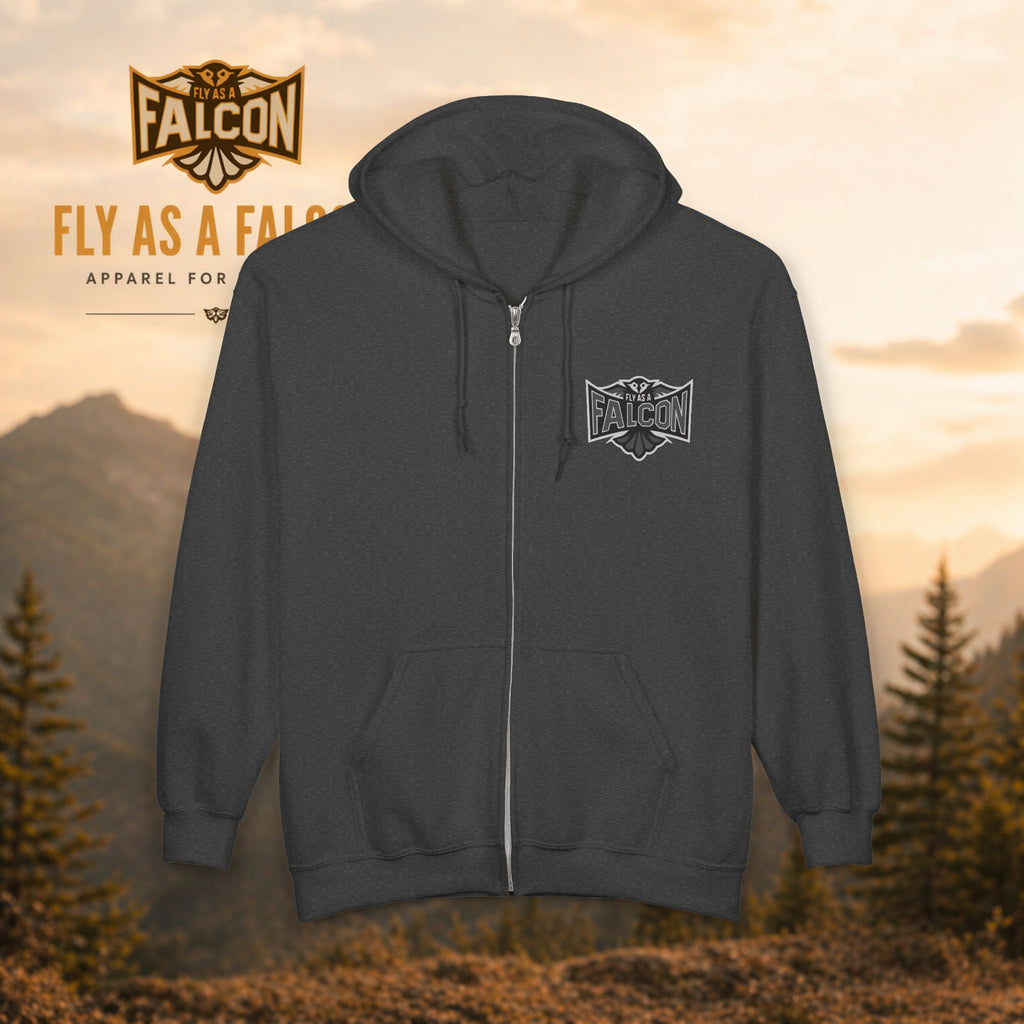 Fly As A Falcon Athletic Full-Zip Hoodie | Granite