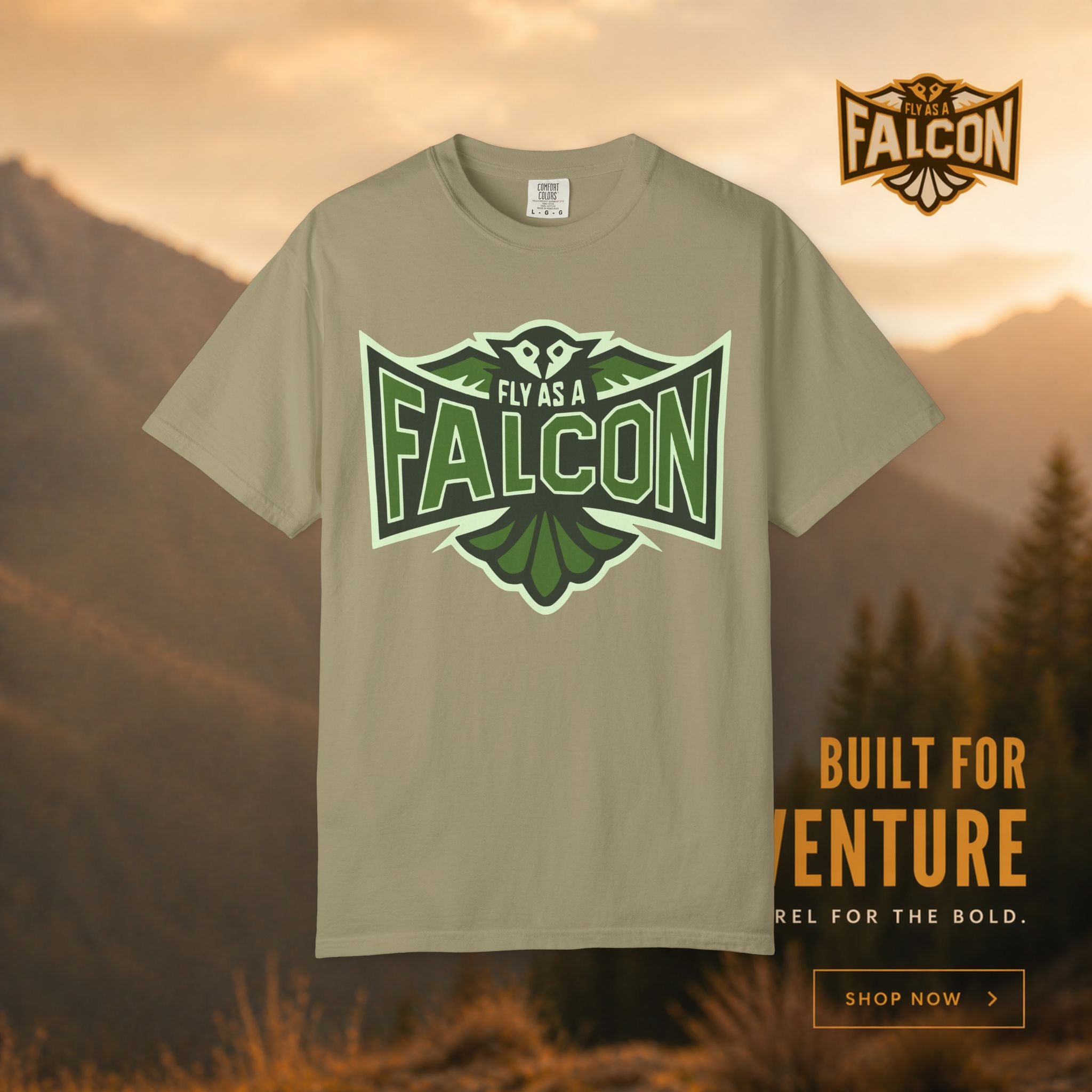 Fly As A Falcon T-Shirt | Forest Ash Retro