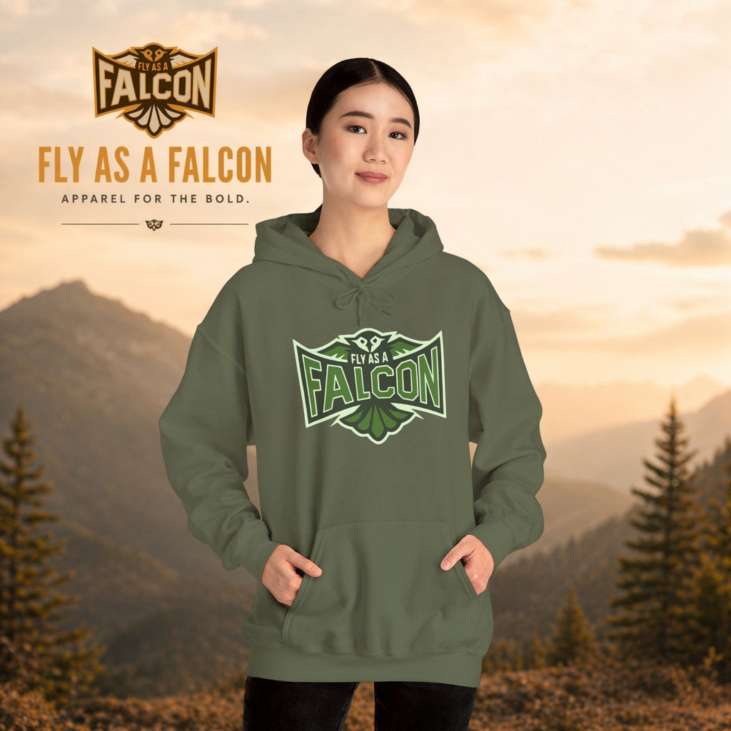 Fly As A Falcon Athletic Hoodie | Forest Ash