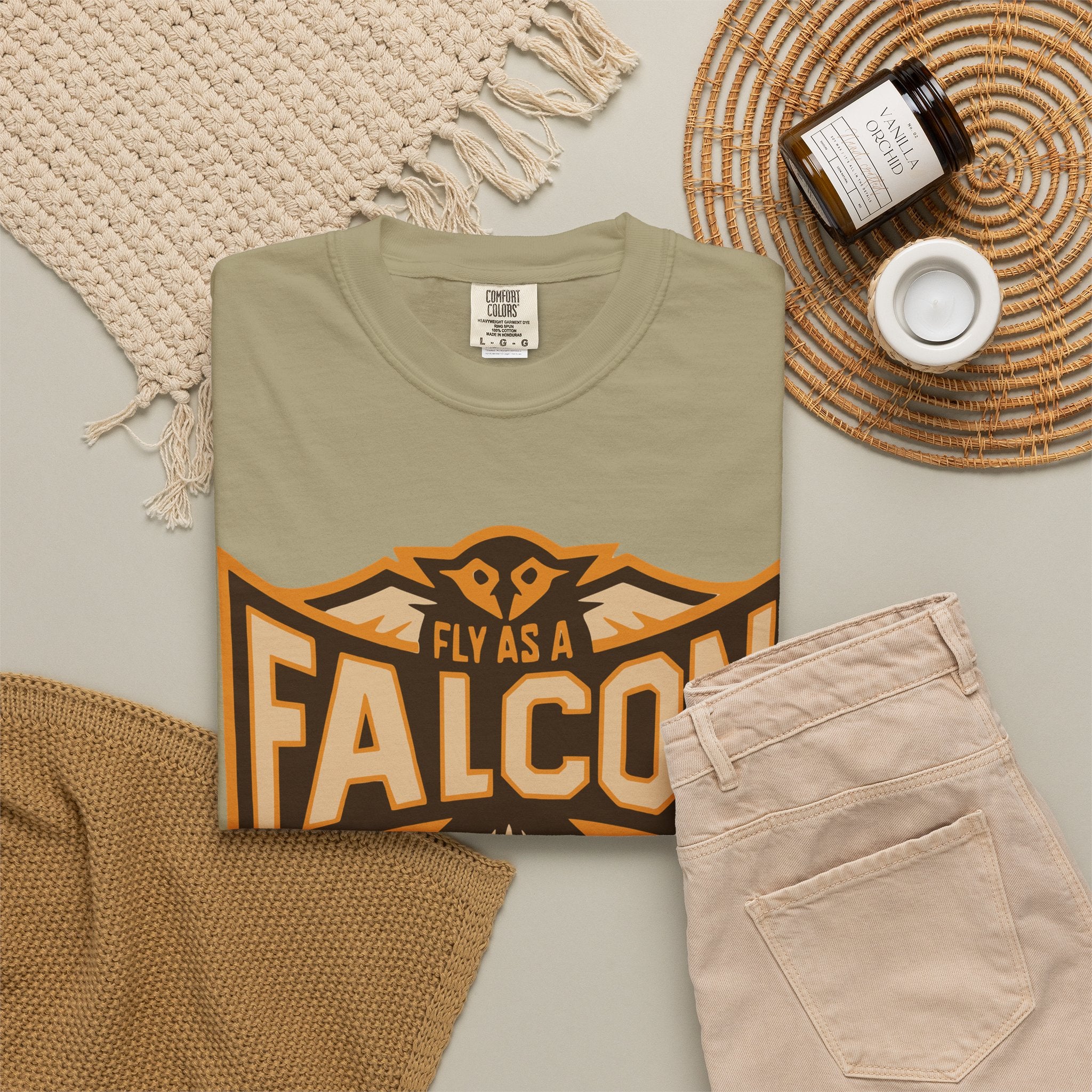 Fly As A Falcon T-Shirt | Sepia