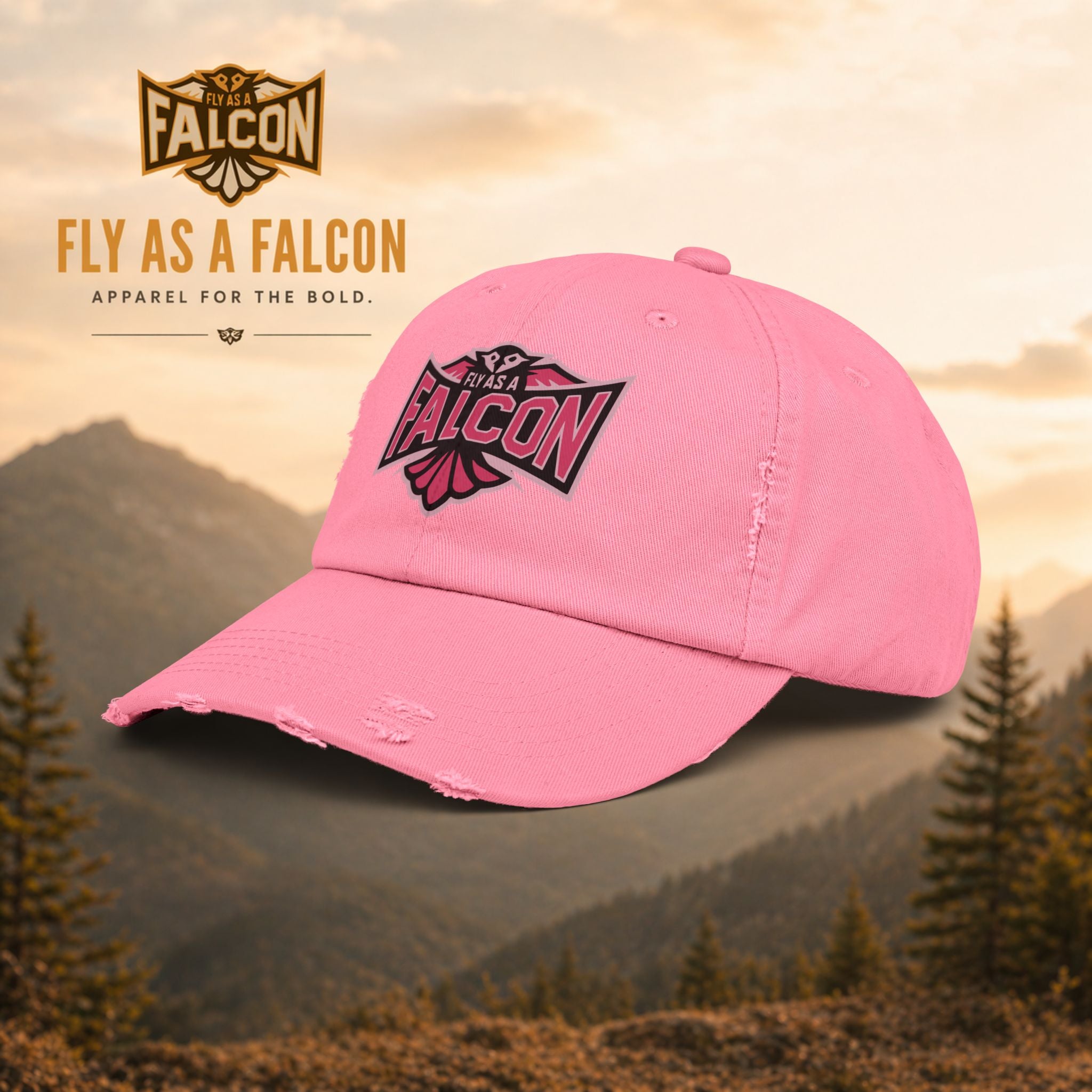 Fly As A Falcon Pink Distressed Cap | Wild Rose