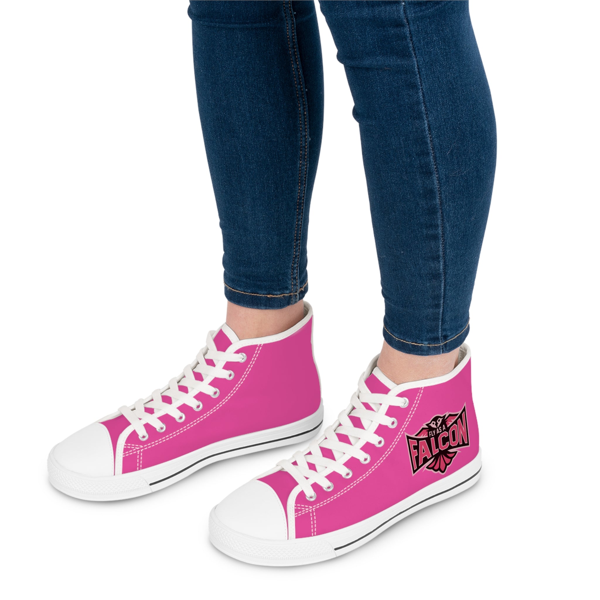 Fly As A Falcon Women’s High Top Sneakers | Wild Rose Pink Athletic Fashion Shoes