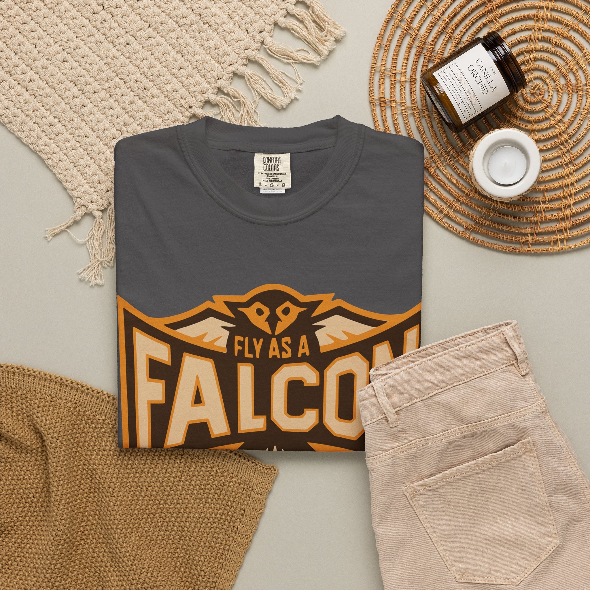 Fly As A Falcon T-Shirt | Sepia