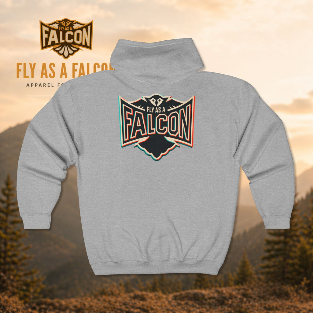 Fly As A Falcon Classic Full-Zip Hoodie | Retro 3D