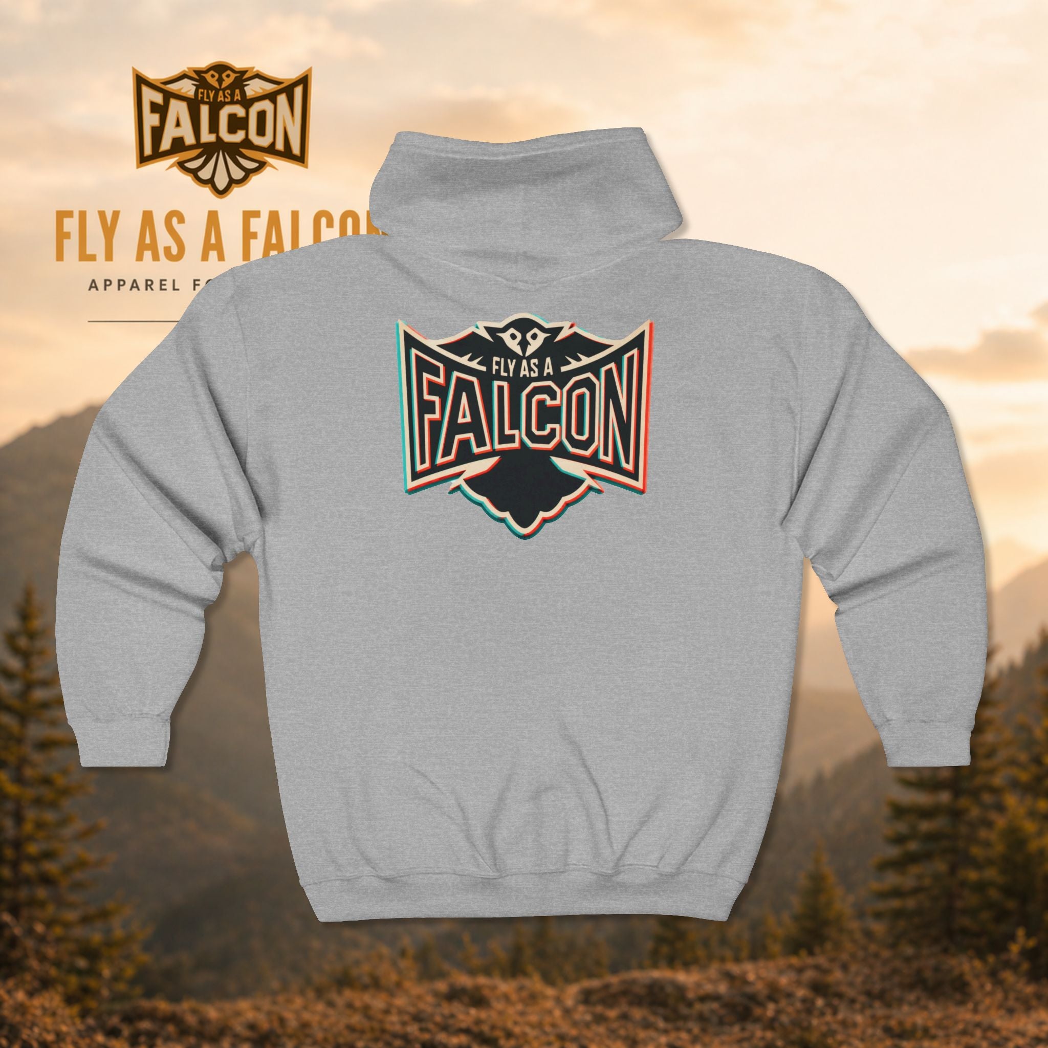 Fly As A Falcon Classic Full-Zip Hoodie | Retro 3D
