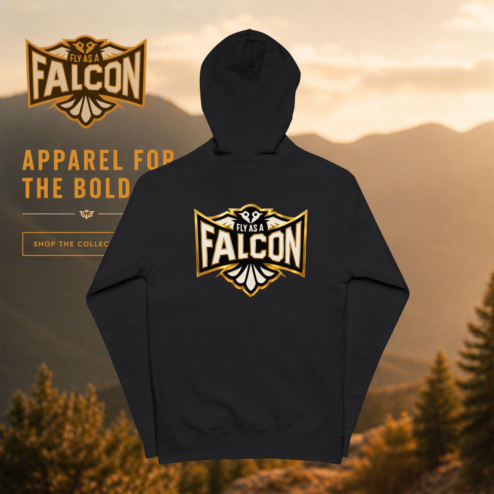 Falcon Logo Zip-Up Hoodie Black and Gold Collection 01 lifestyle image