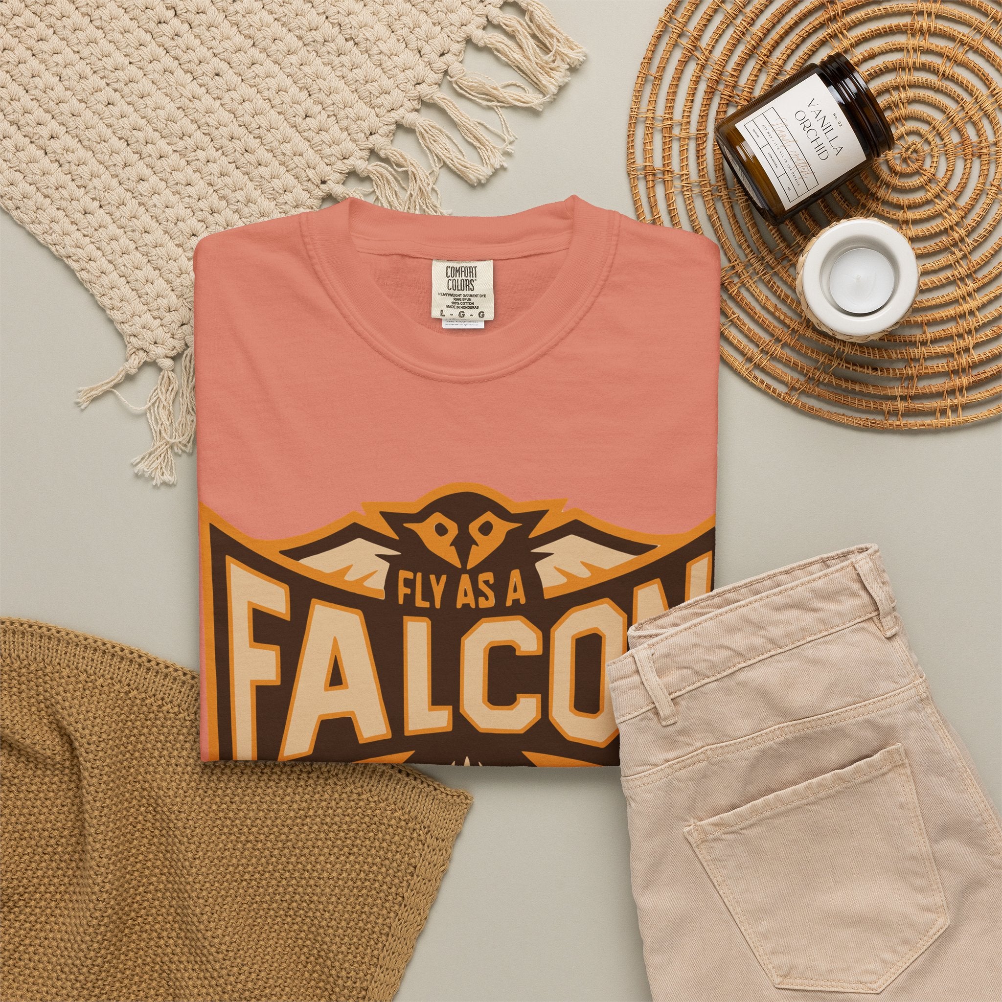 Fly As A Falcon T-Shirt | Sepia