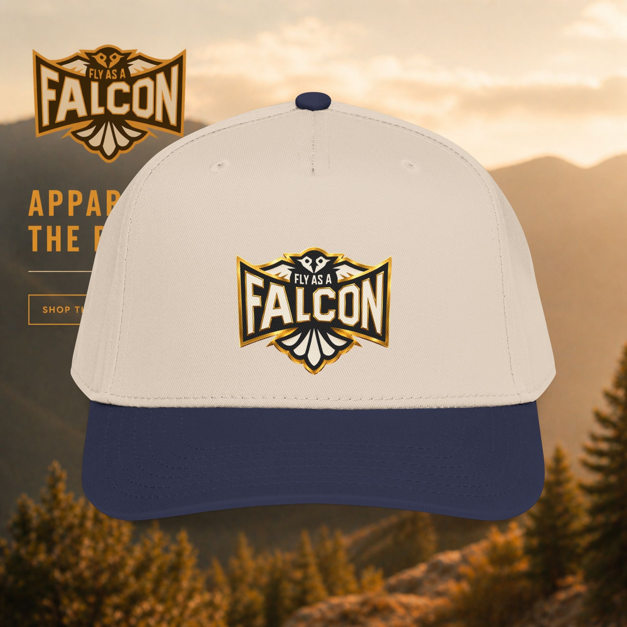 Fly As A Falcon Mid Profile Baseball Cap | Black & Gold Collection 01