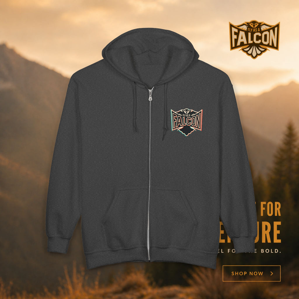 Fly As A Falcon Classic Full-Zip Hoodie | Retro 3D