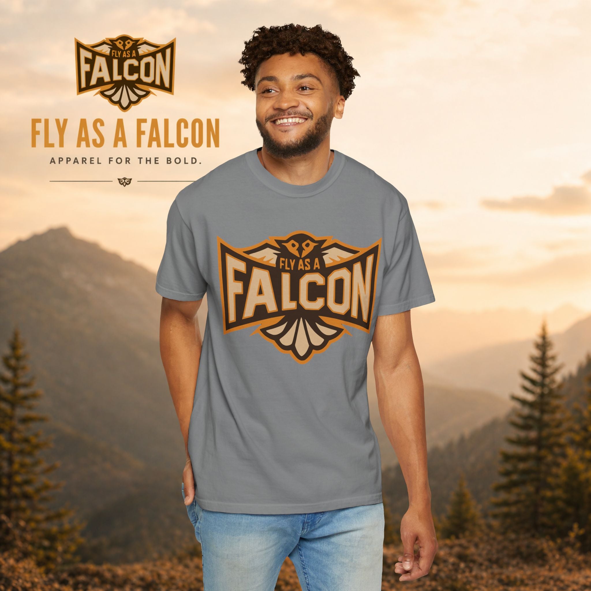 Fly As A Falcon T-Shirt | Sepia