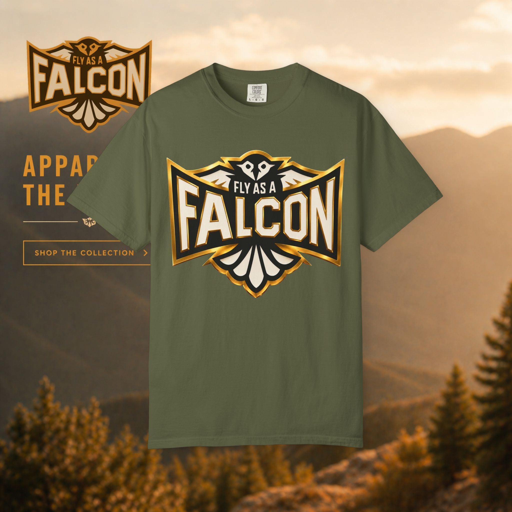 Fly As A Falcon Graphic T-Shirt | Black & Gold Collection 01