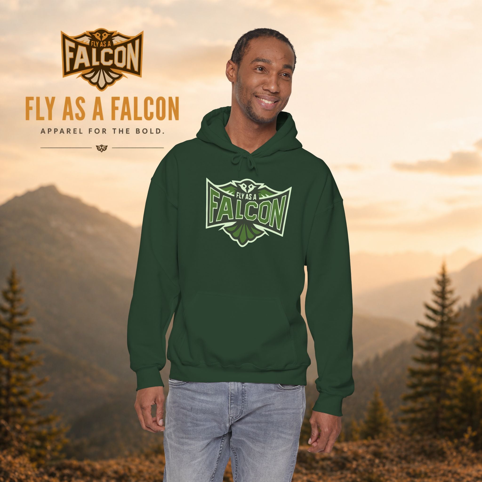 Fly As A Falcon Athletic Hoodie | Forest Ash