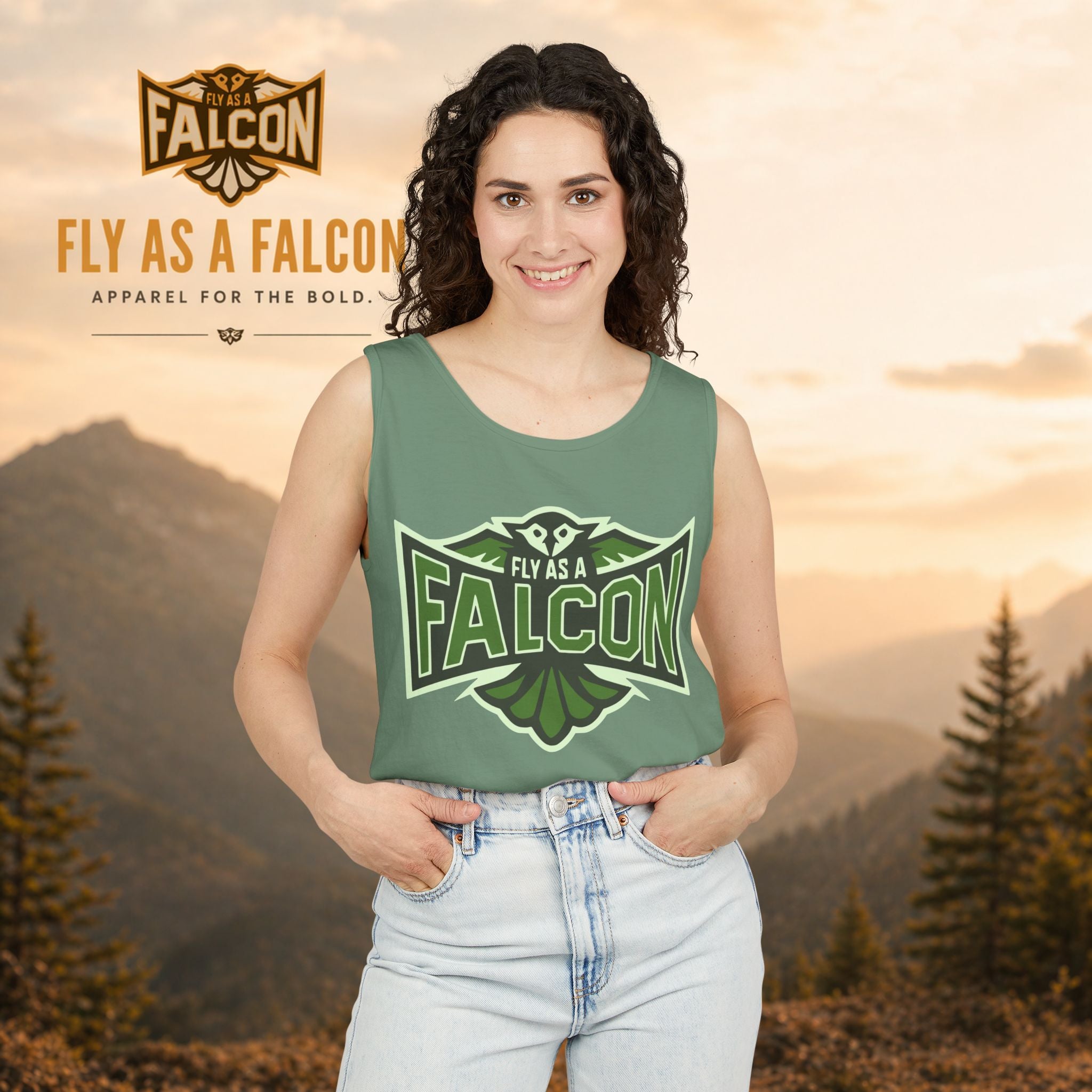Fly As A Falcon Tank Top | Forest Ash