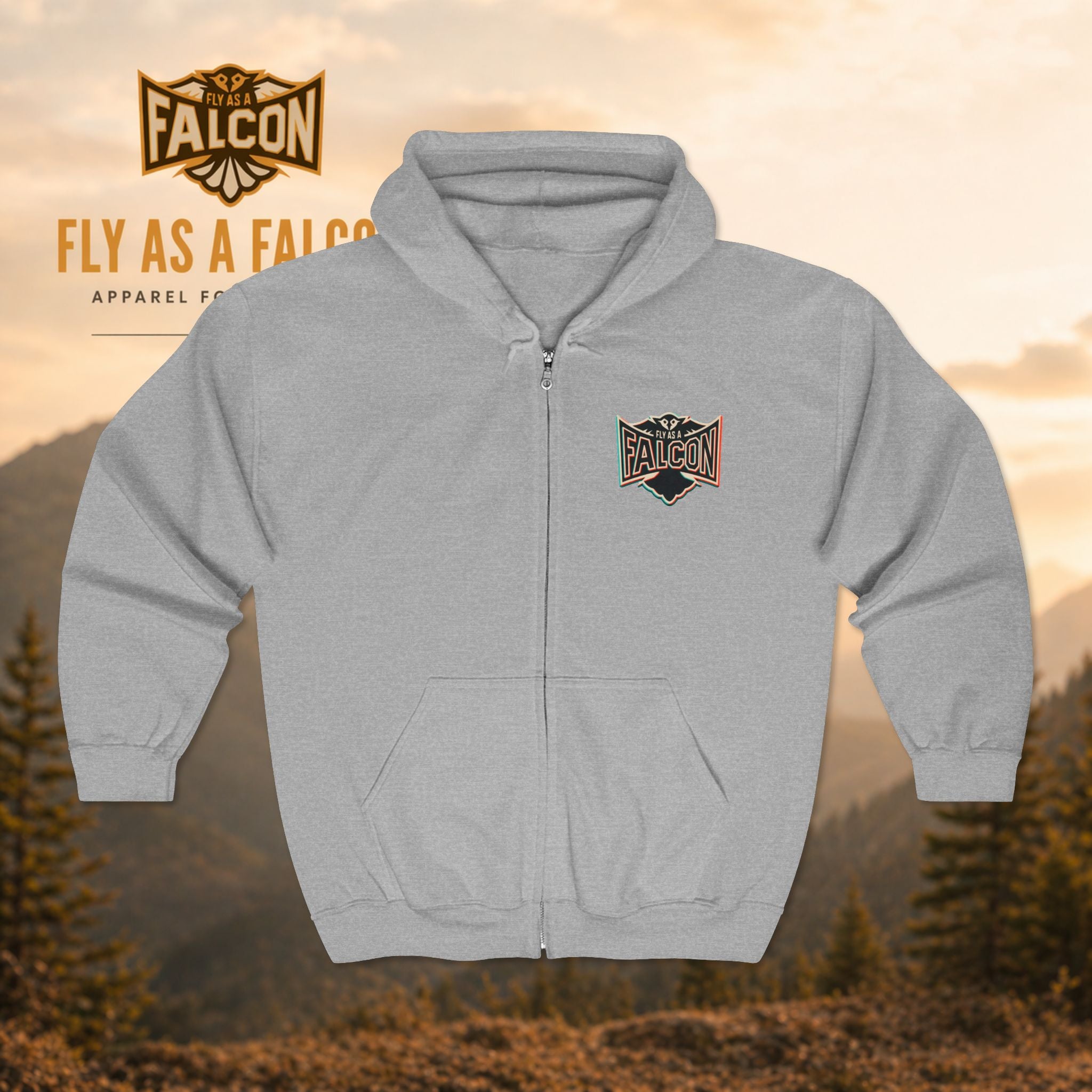 Fly As A Falcon Classic Full-Zip Hoodie | Retro 3D