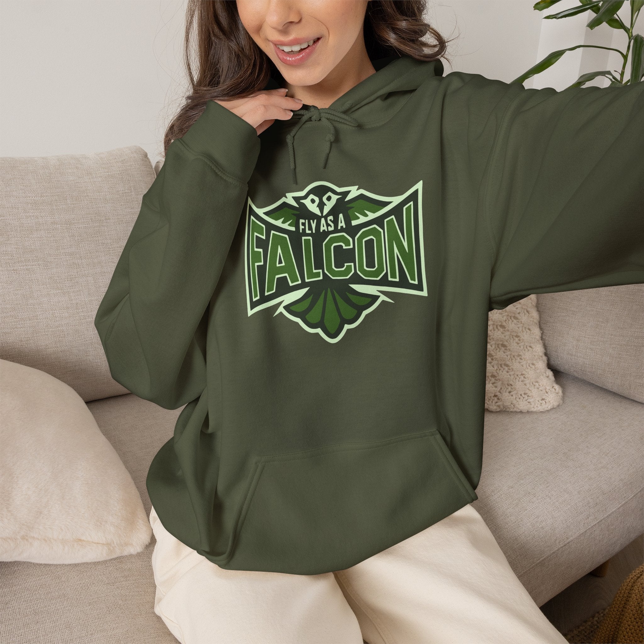 Fly As A Falcon Athletic Hoodie | Forest Ash