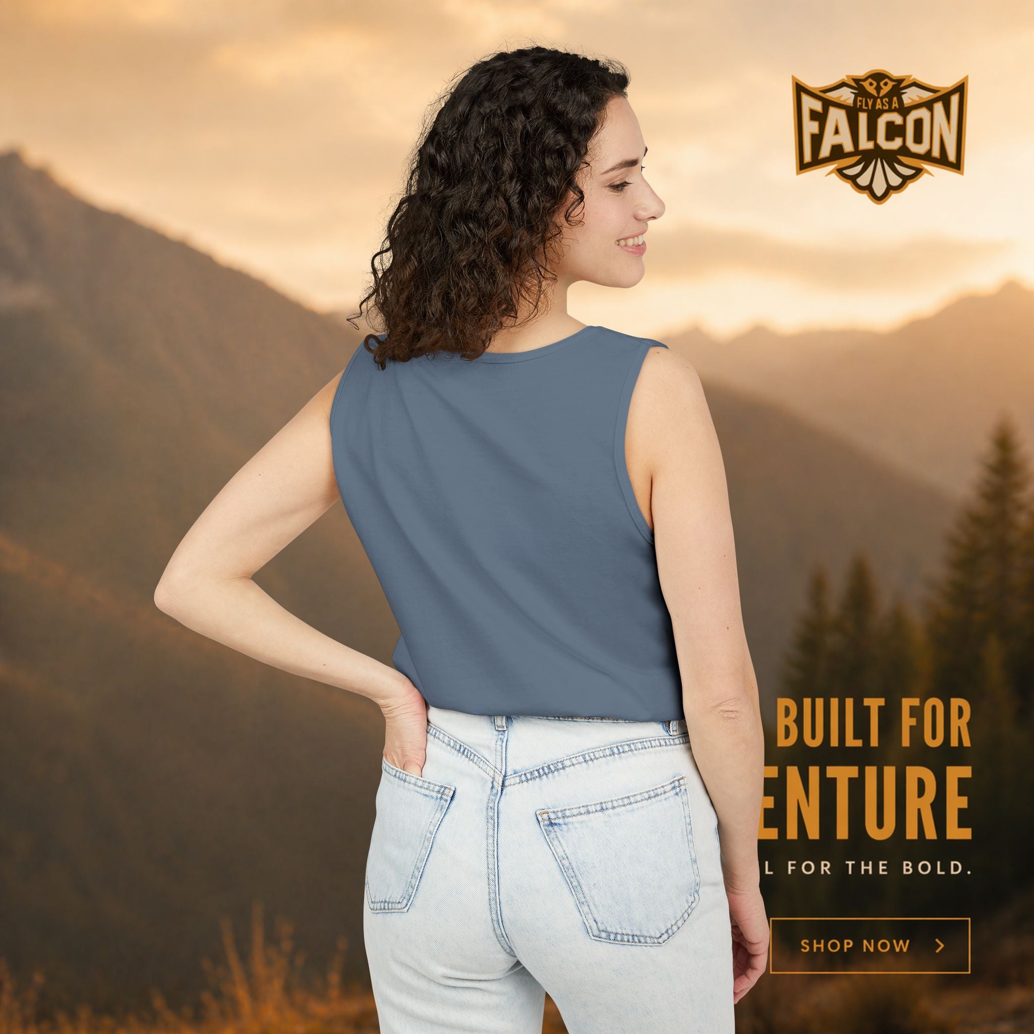 Fly As A Falcon Tank Top |  Sepia