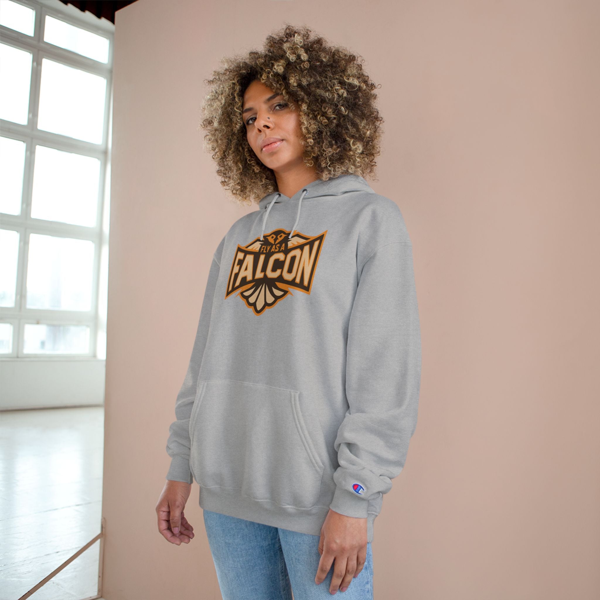 Fly As A Falcon Champion Hoodie | Sepia