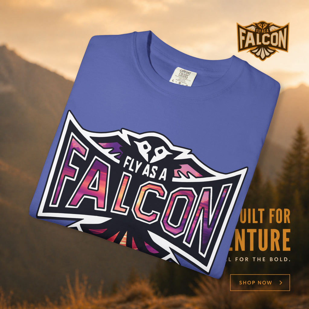 Fly As A Falcon Athletic Logo T-Shirt | Ocean Set